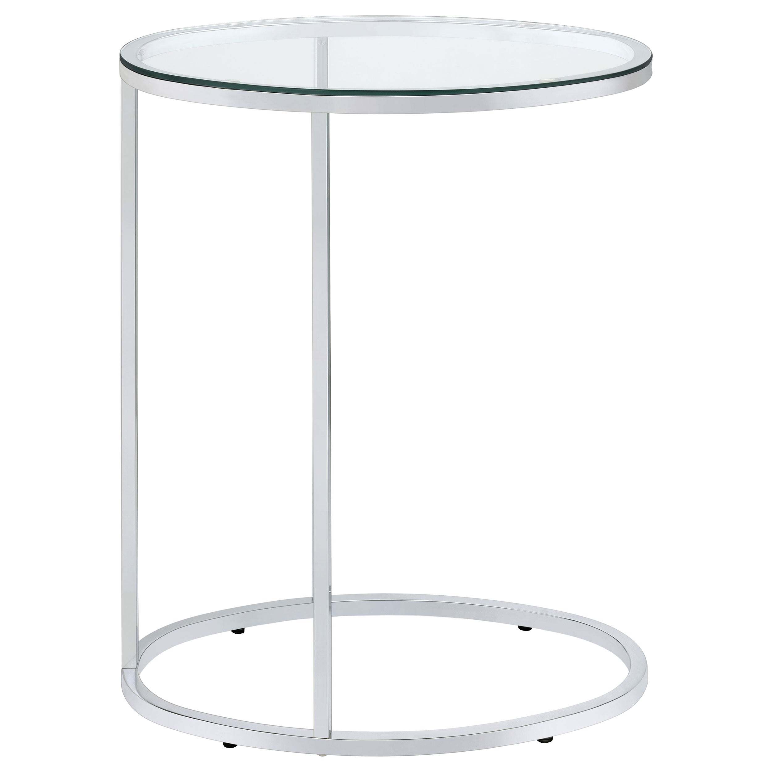 Kyle Oval Glass Top C-Shaped Sofa Side Table Chrome — view 7