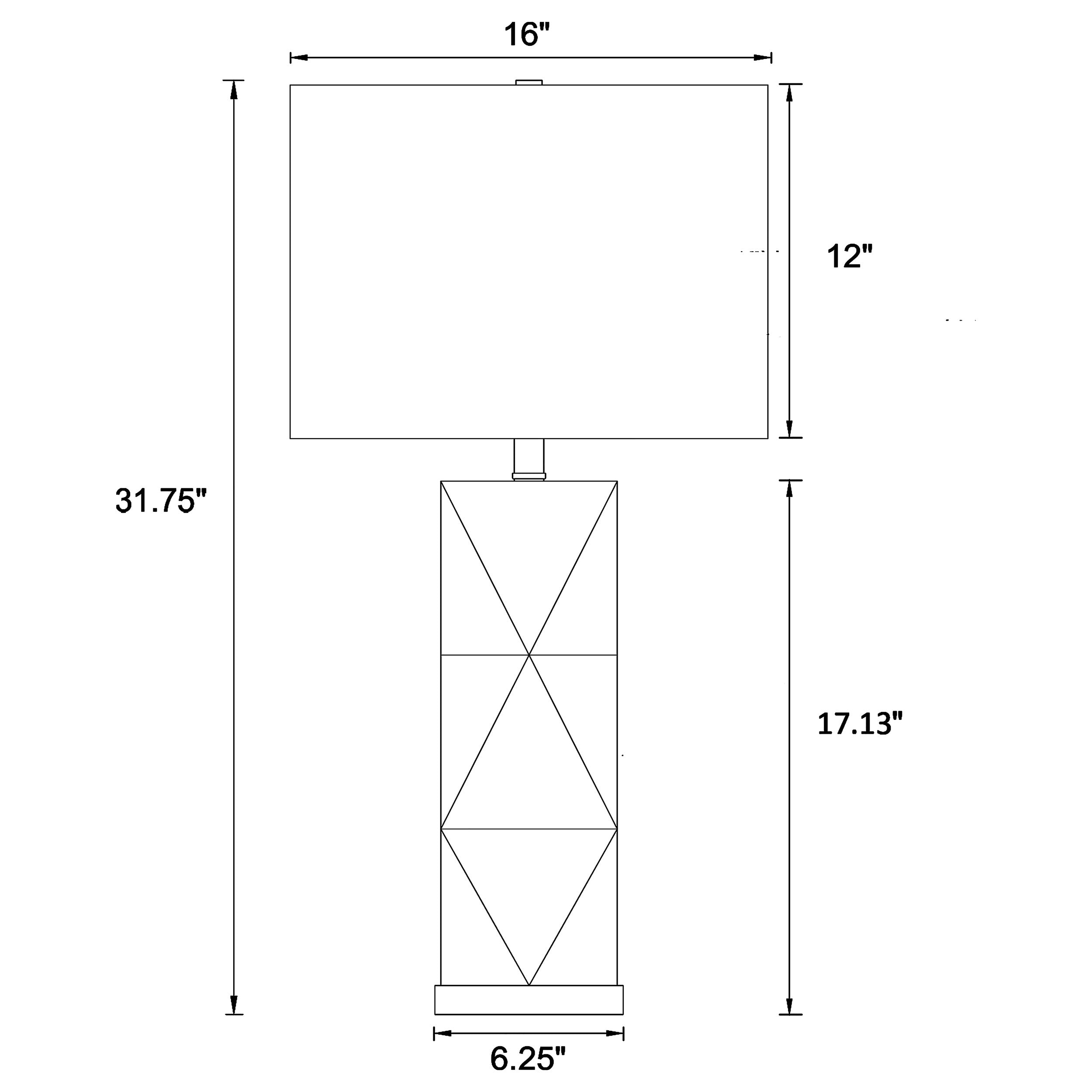 Camie 32-inch Rectangular Shade Geometric Table Lamp White — view 3