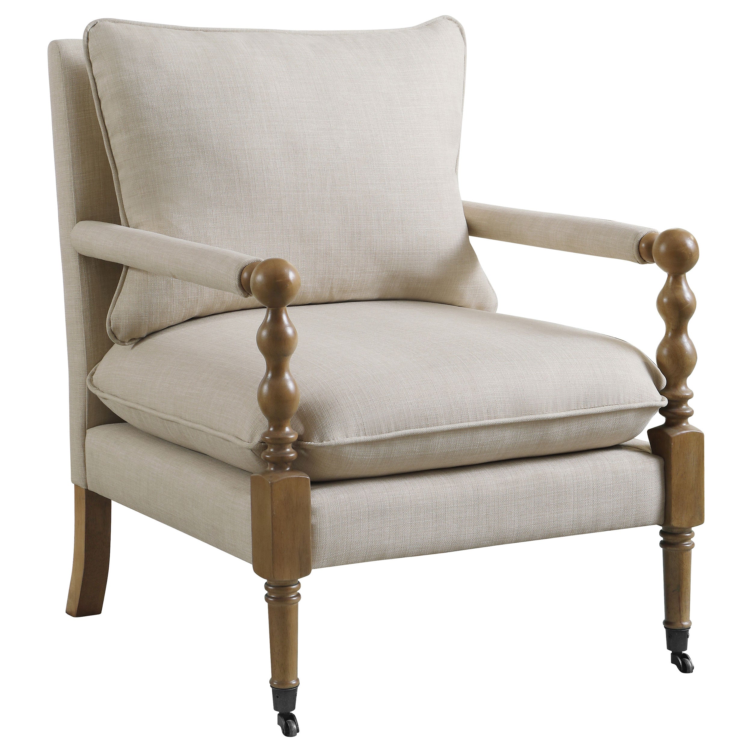 Dempsy Upholstered Accent Chair with Casters Beige — view 1