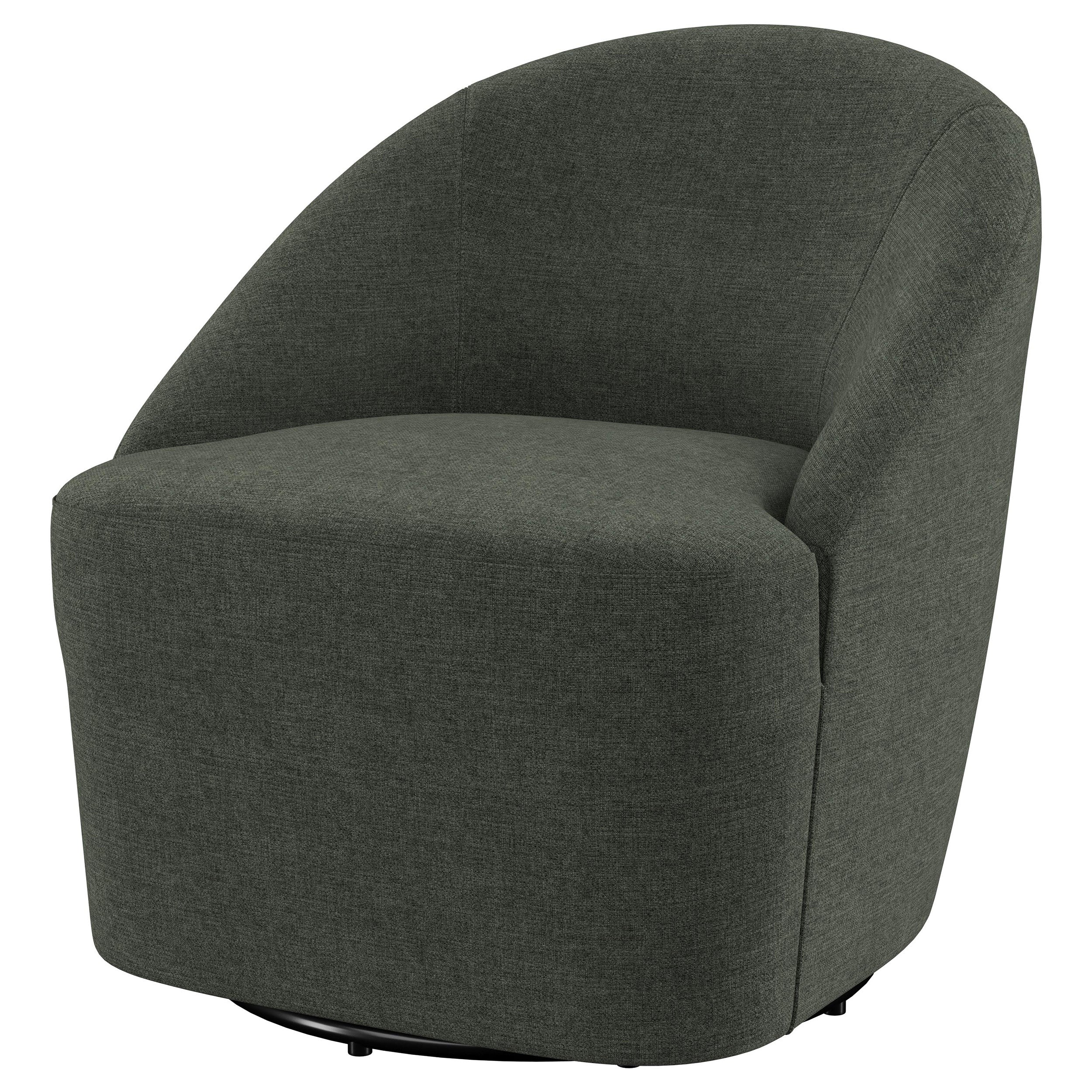 Leon Upholstered Barrel Accent Swivel Chair Hunter Green — view 4