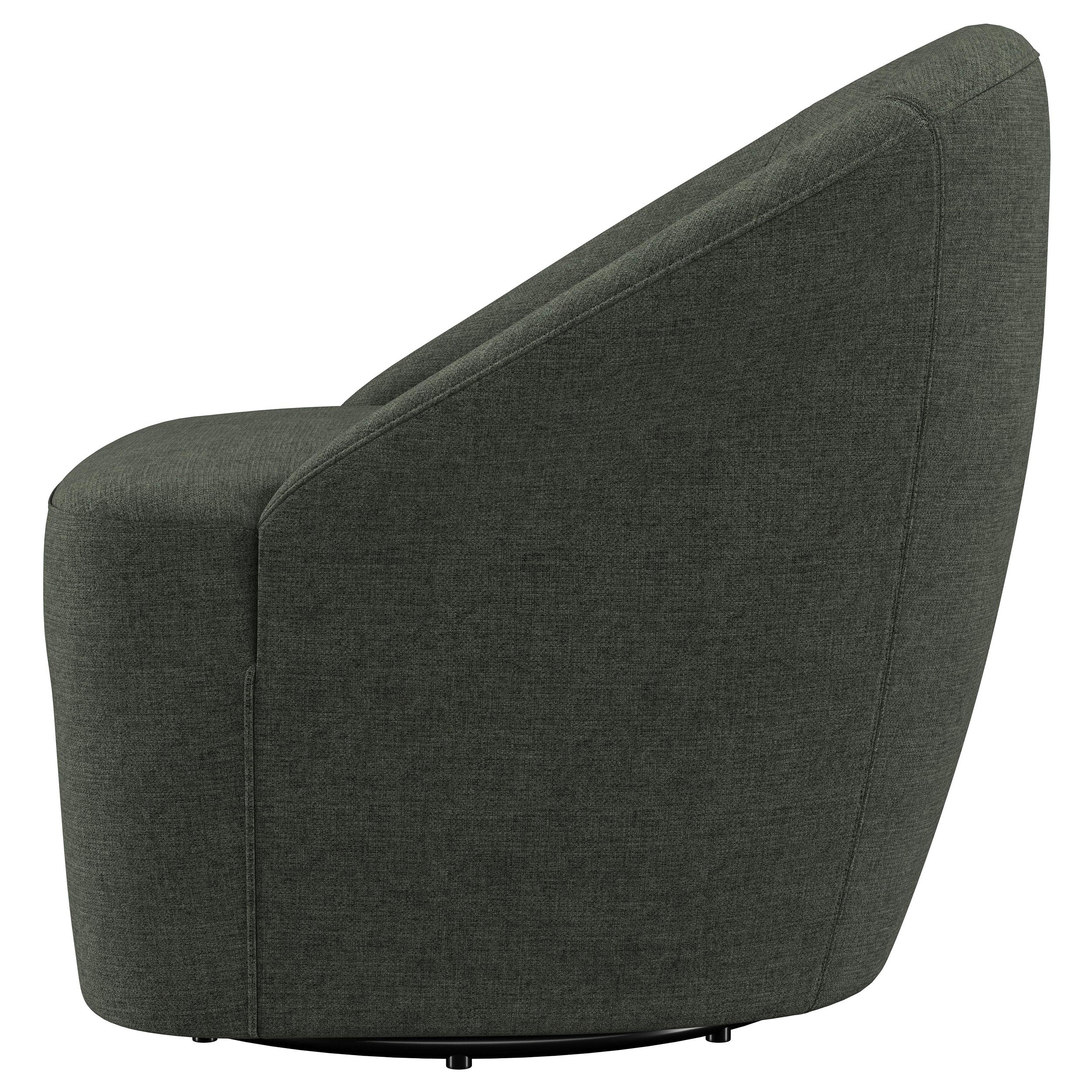 Leon Upholstered Barrel Accent Swivel Chair Hunter Green — view 5