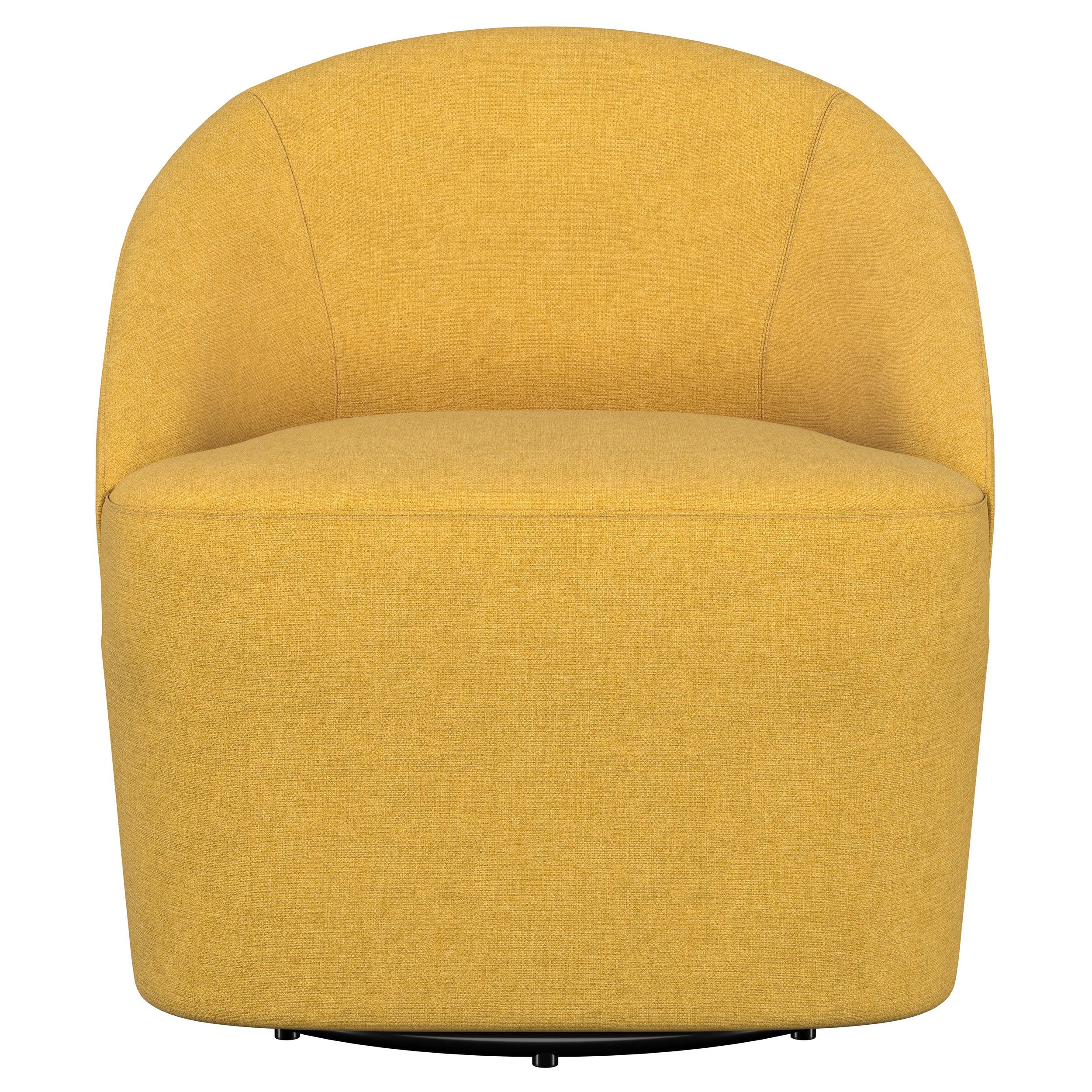 Leon Upholstered Barrel Accent Swivel Chair Mustard Yellow — view 3