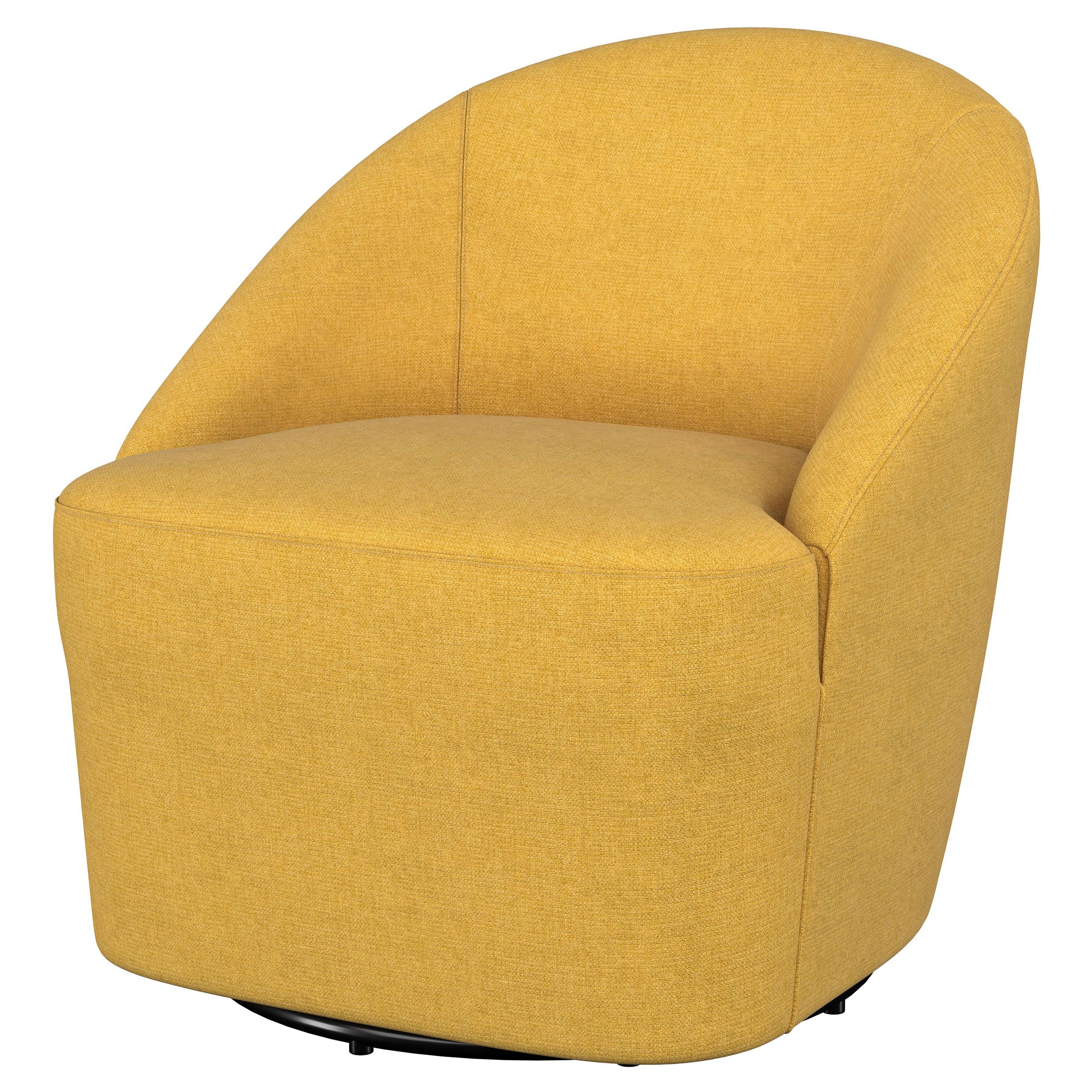 Leon Upholstered Barrel Accent Swivel Chair Mustard Yellow — view 4