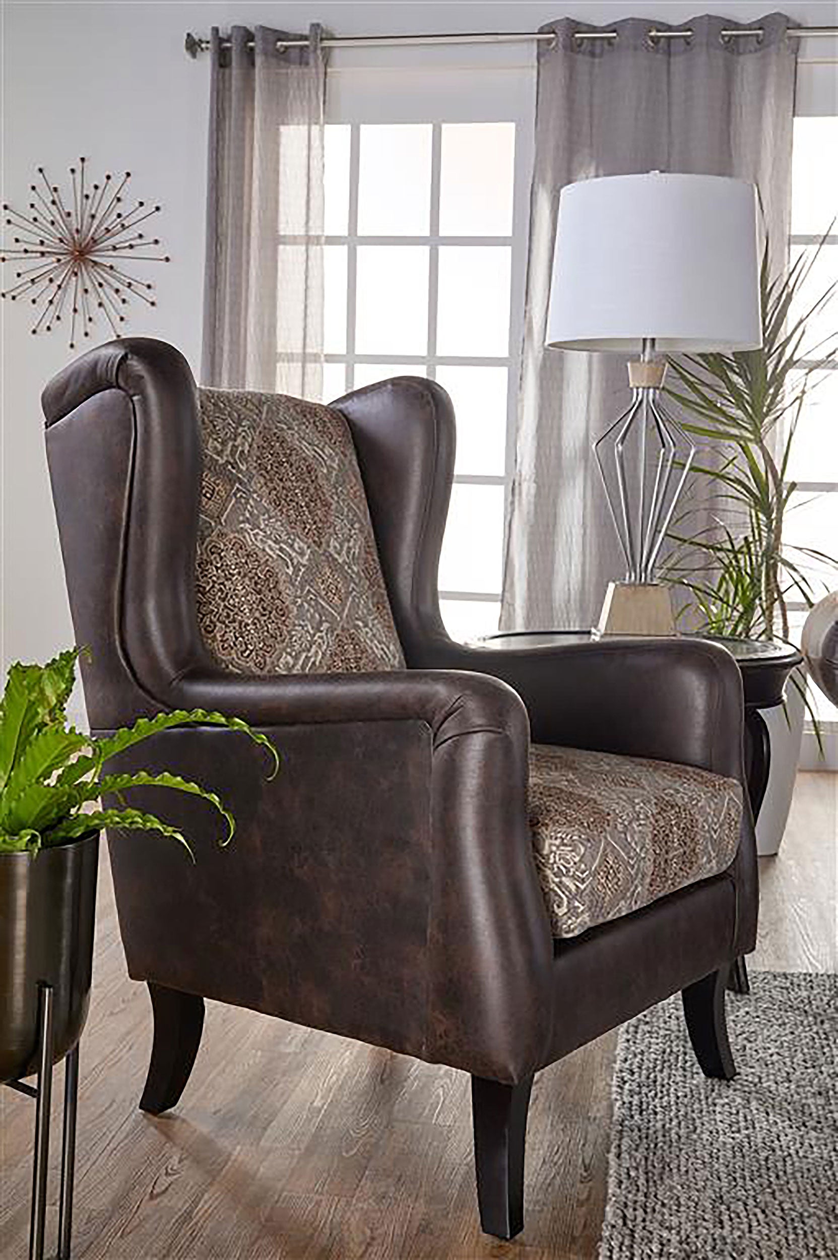 Elmbrook Upholstered Wingback Accent Club Chair Brown — view 2