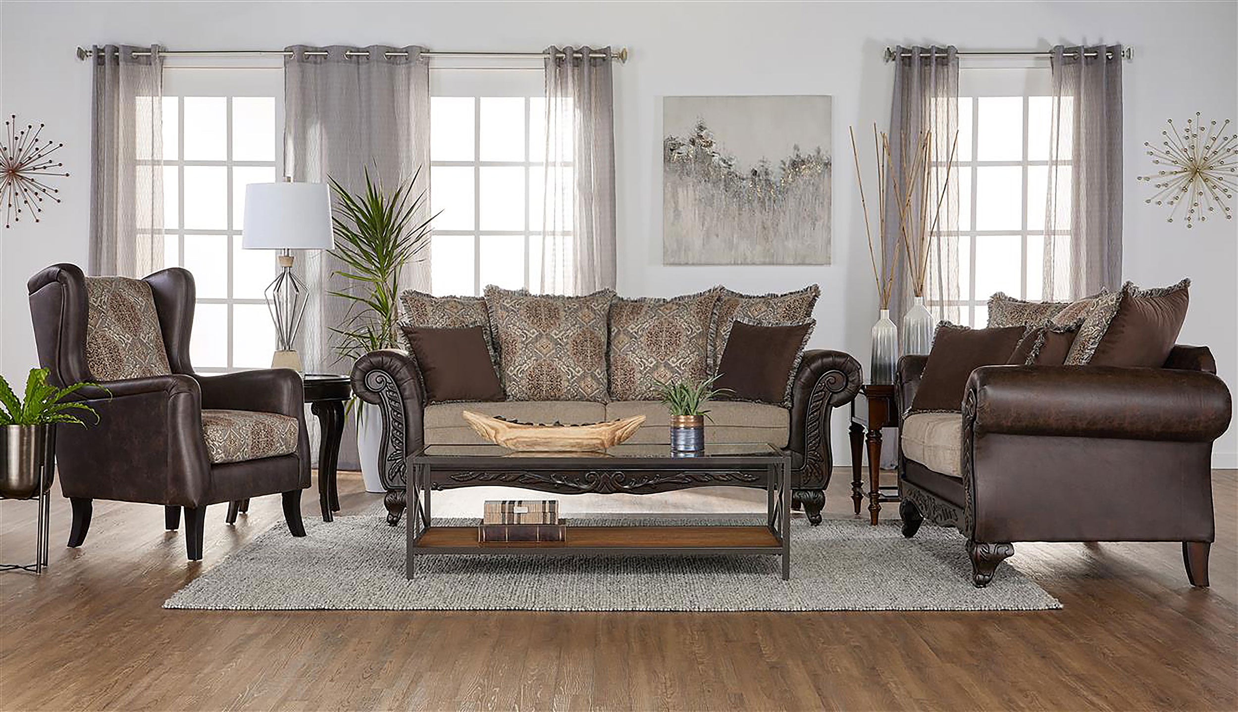 Elmbrook Upholstered Wingback Accent Club Chair Brown — view 6