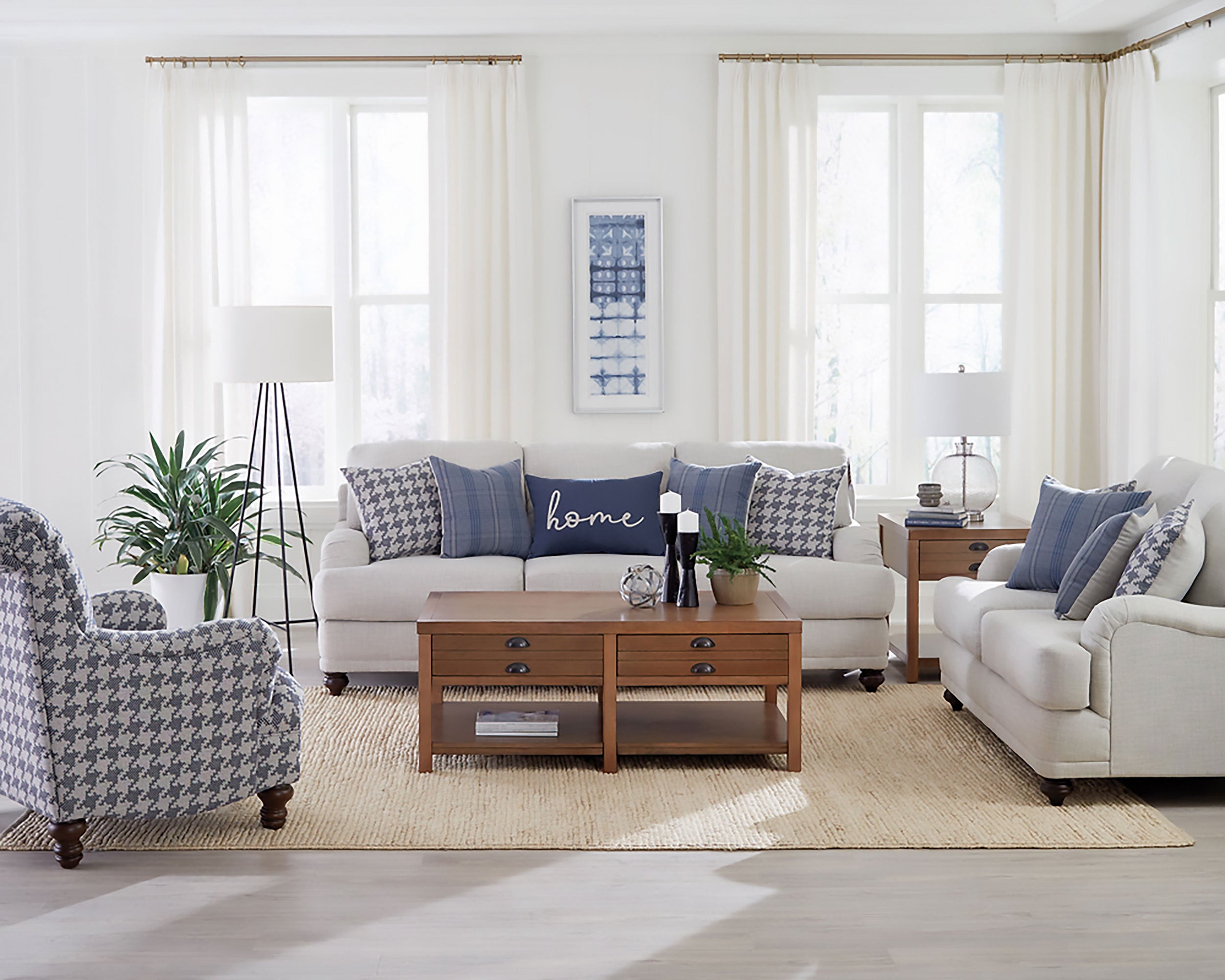 Glenn Upholstered English Arm Accent Chair Blue — view 4