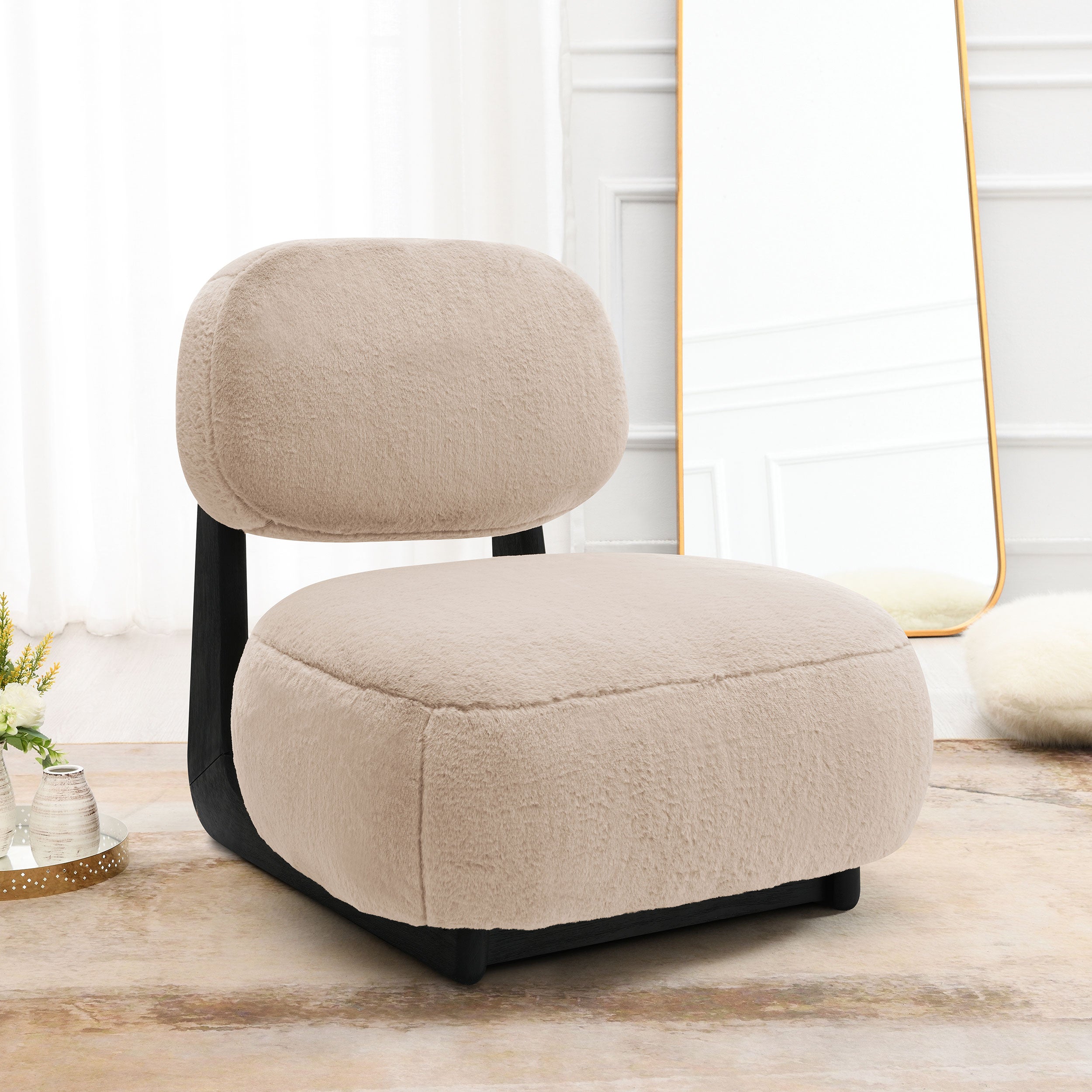 Duffie Upholstered Armless Accent Chair Camel — view 2