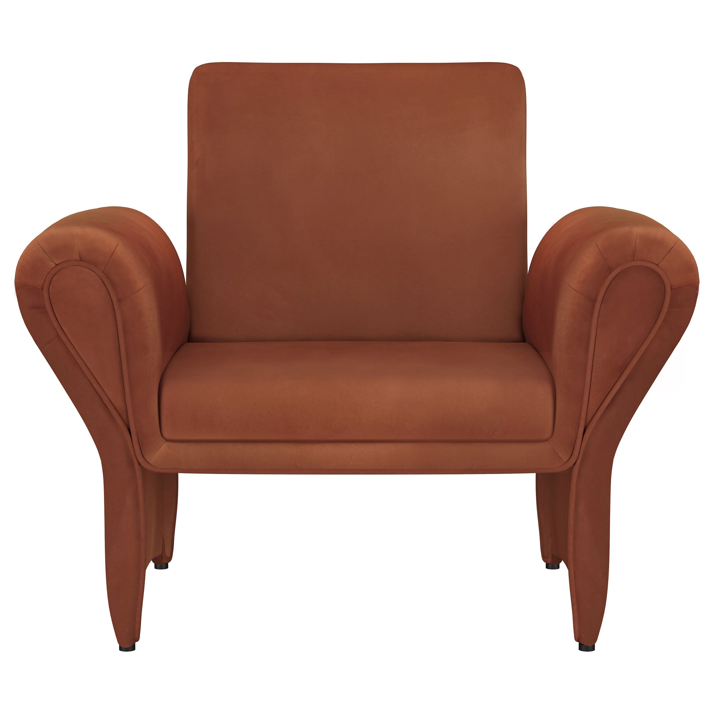 Liana Upholstered Roll Arm Accent Armchair Rust Orange — view 3