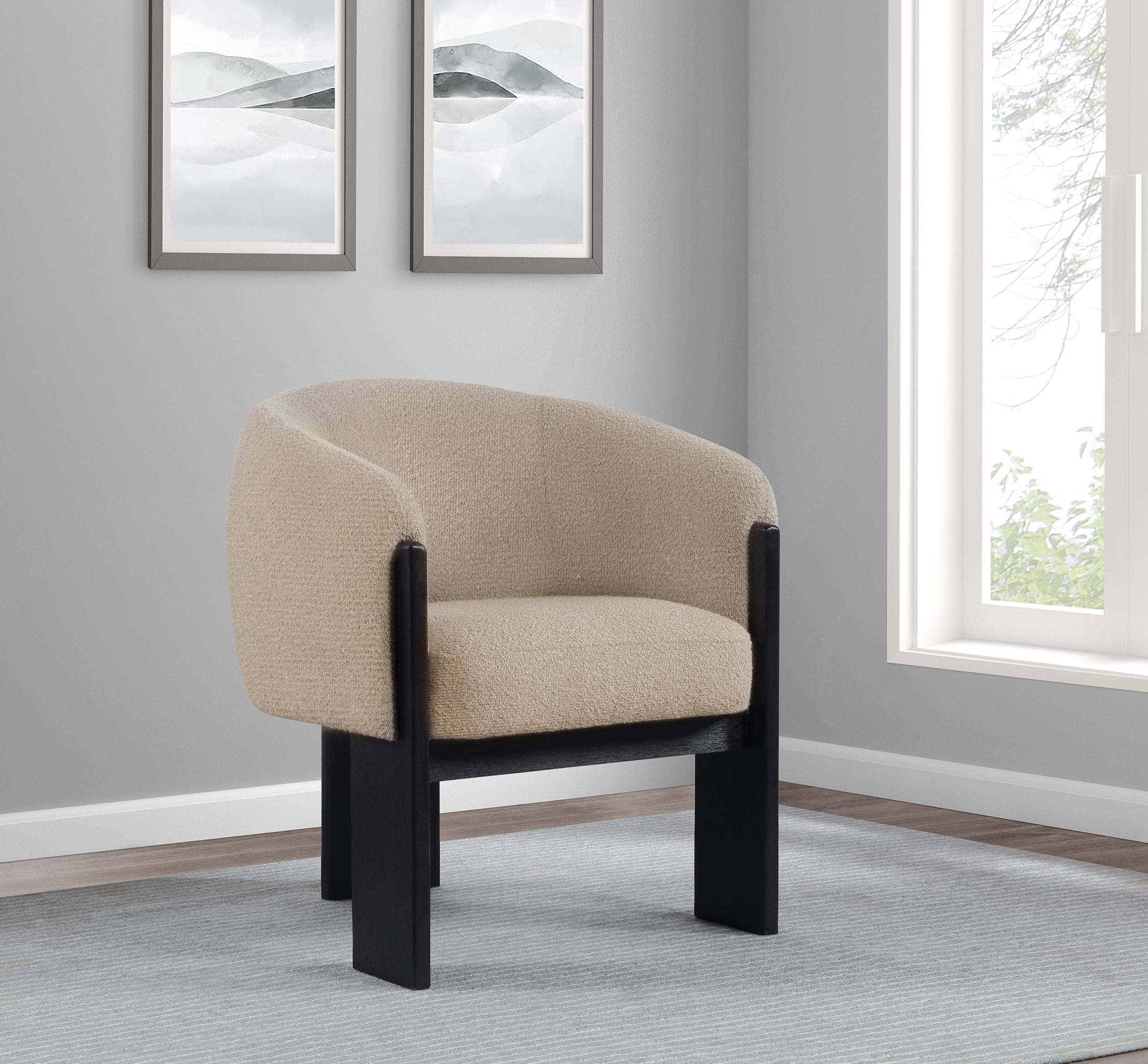 Valdez Boucle Upholstered Barrel Back Accent Chair Beige — view 2