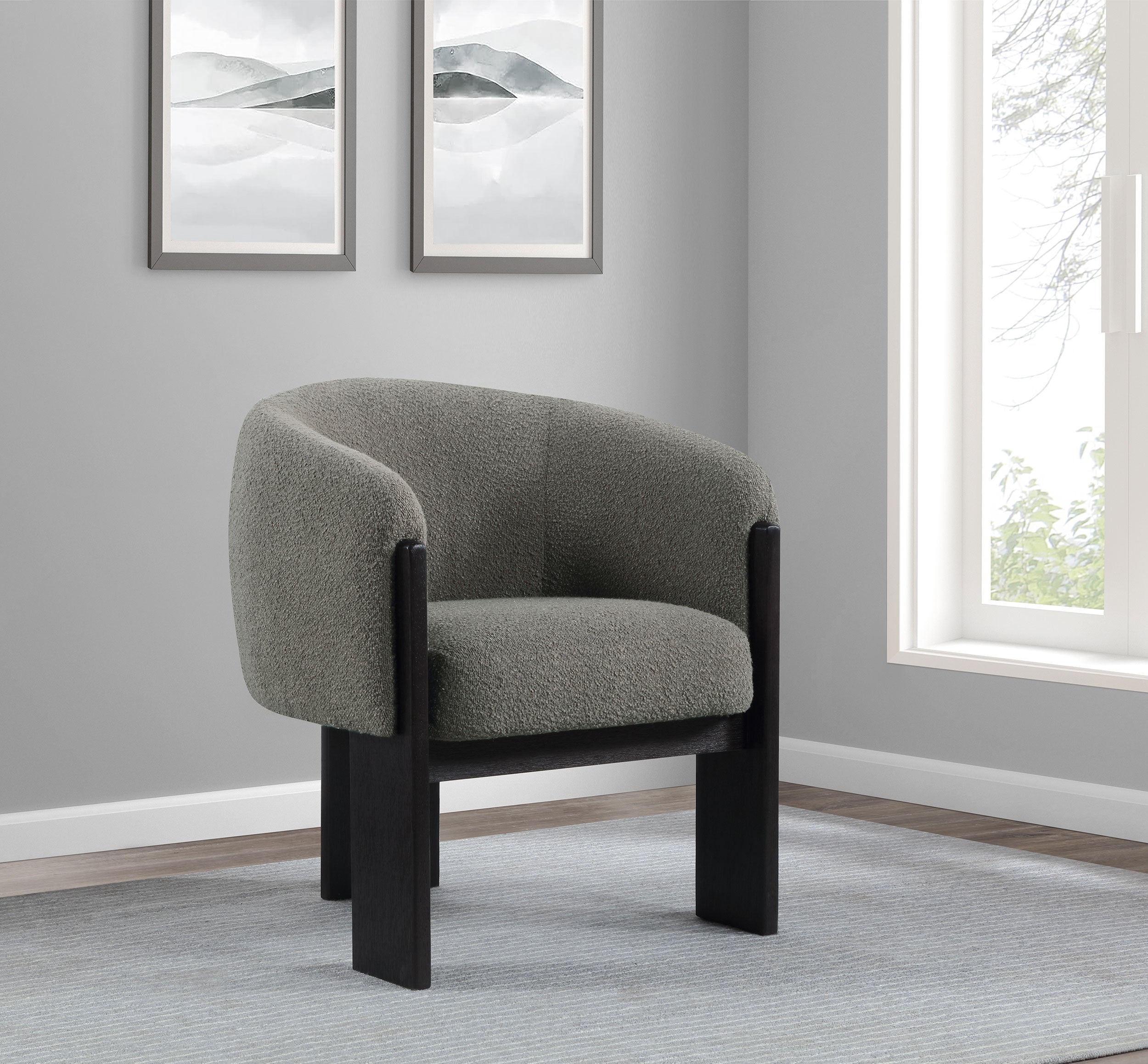 Valdez Boucle Upholstered Barrel Back Accent Chair Brown — view 2