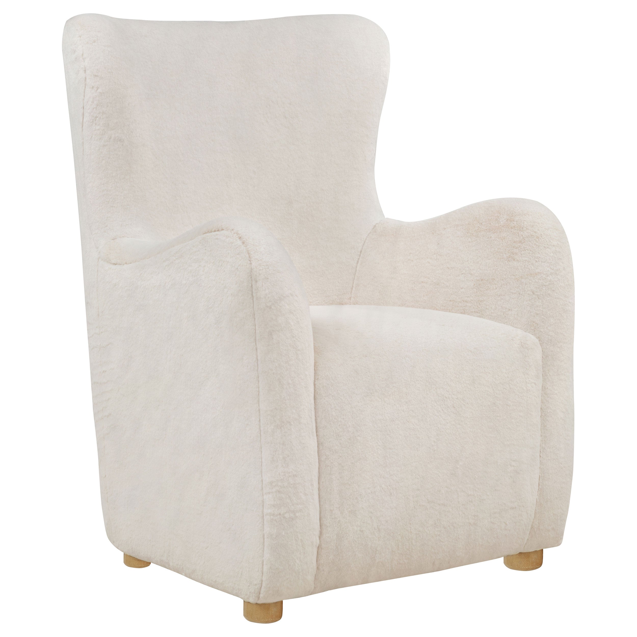 Thornton Faux Fur Upholstered Wingback Lounge Accent Chair Ivory — view 1
