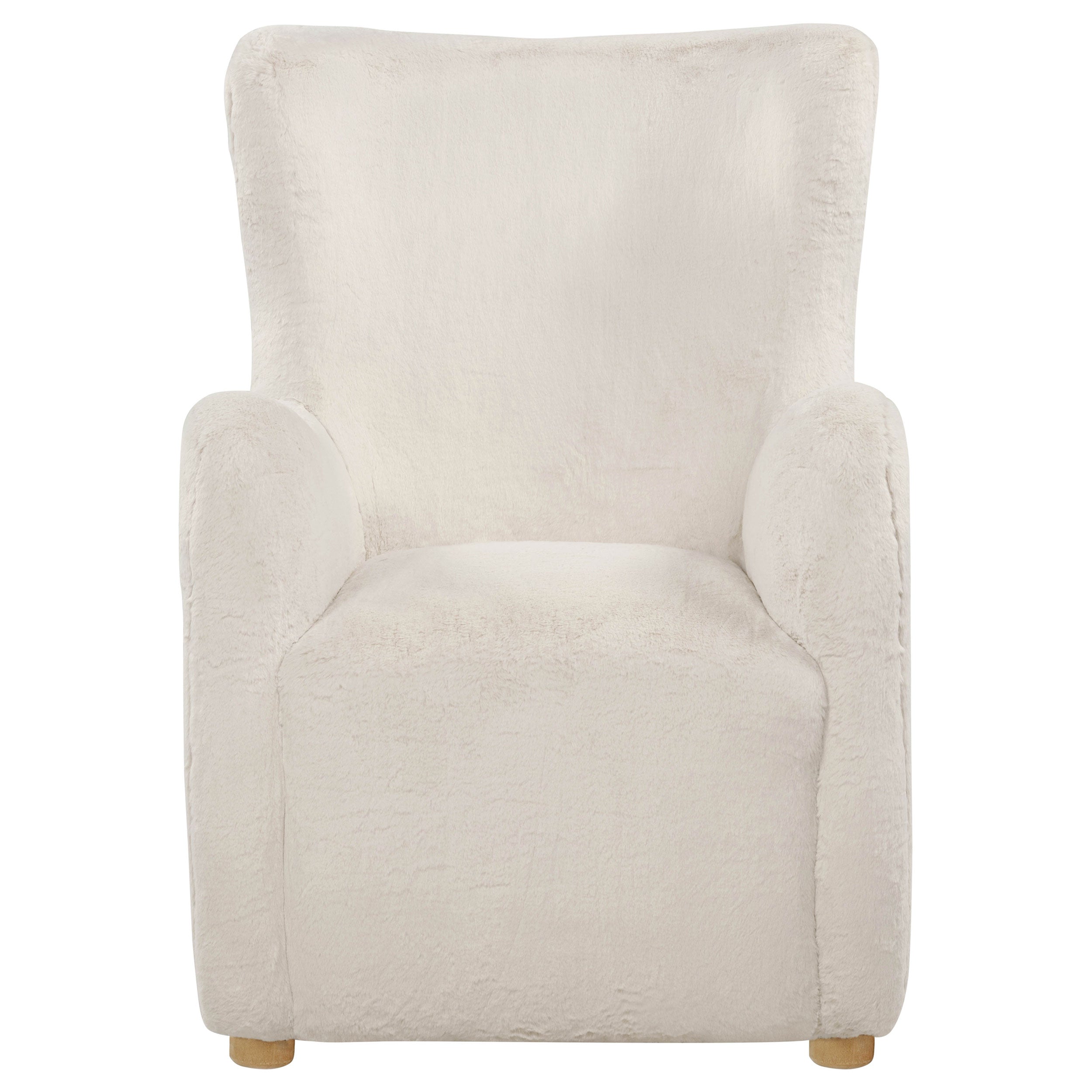 Thornton Faux Fur Upholstered Wingback Lounge Accent Chair Ivory — view 3