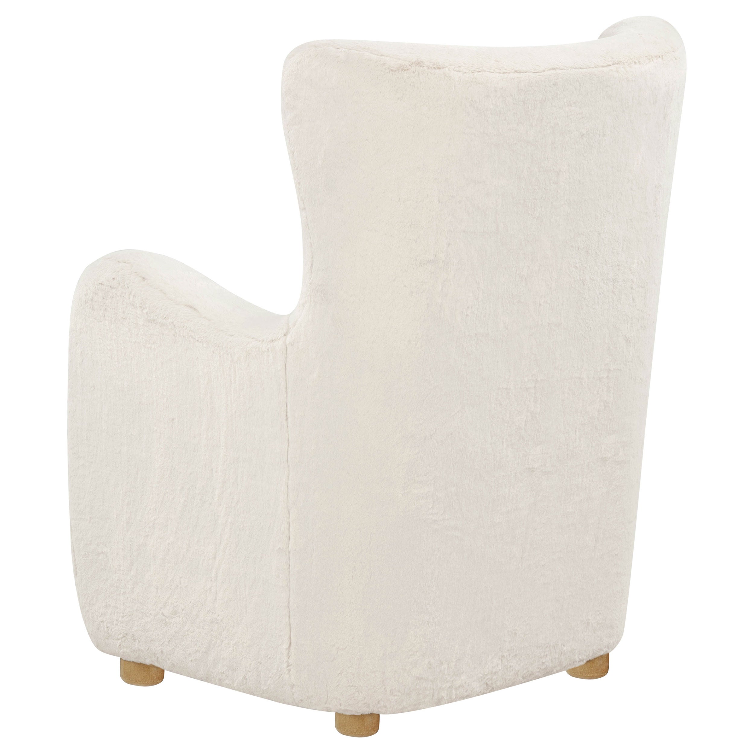 Thornton Faux Fur Upholstered Wingback Lounge Accent Chair Ivory — view 6