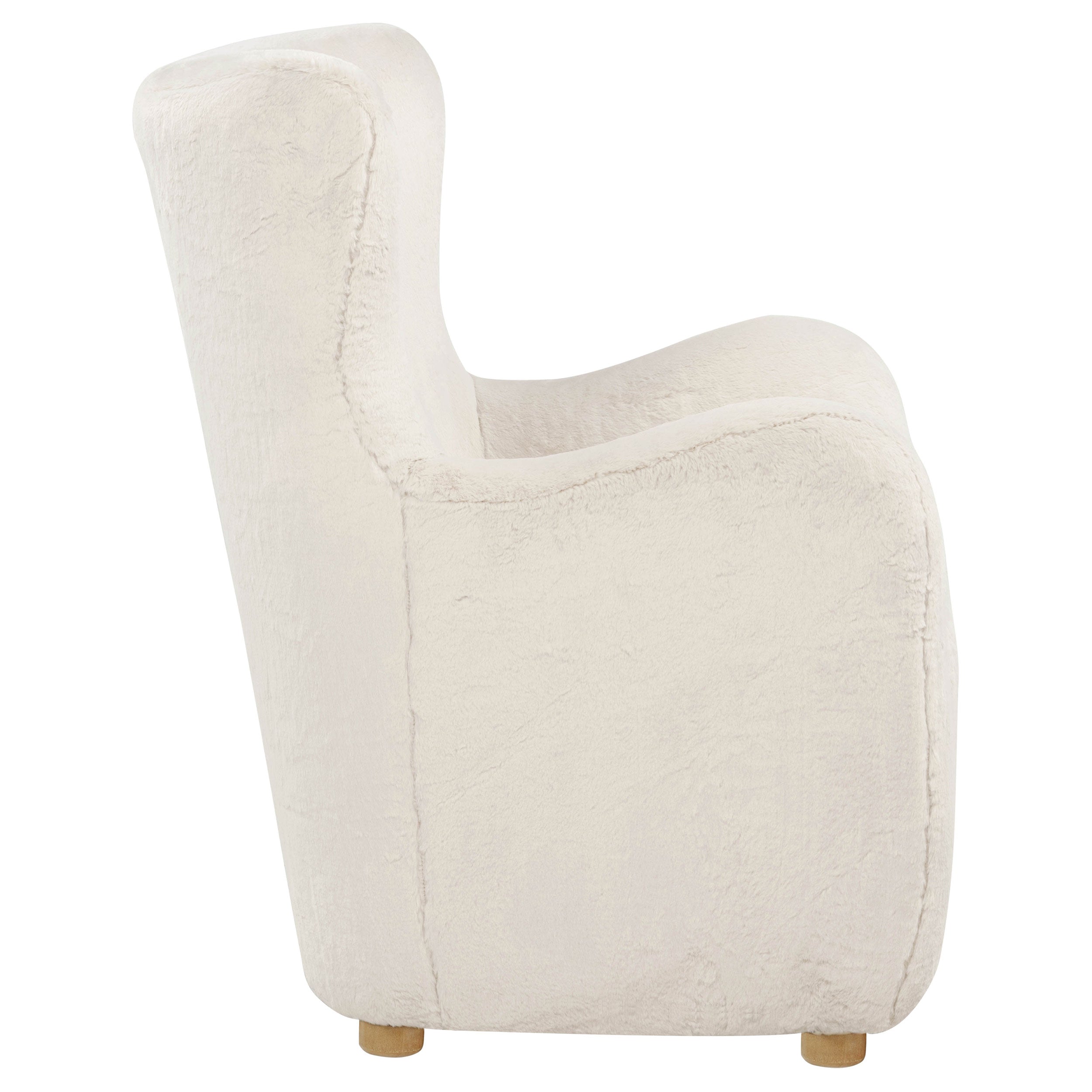 Thornton Faux Fur Upholstered Wingback Lounge Accent Chair Ivory — view 9