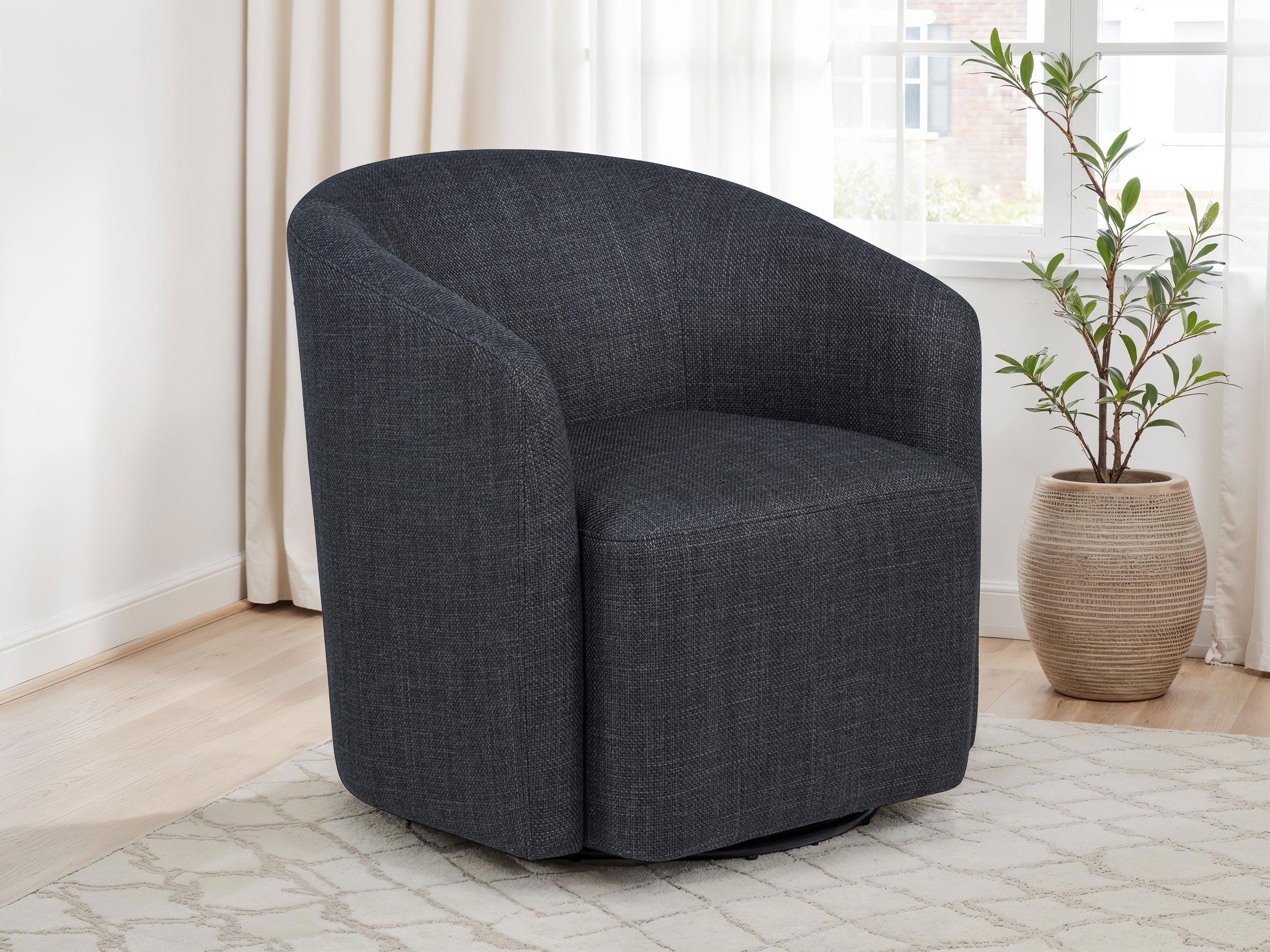 Mossbrook Fabric Upholstered Swivel Accent Chair Anthracite — view 2