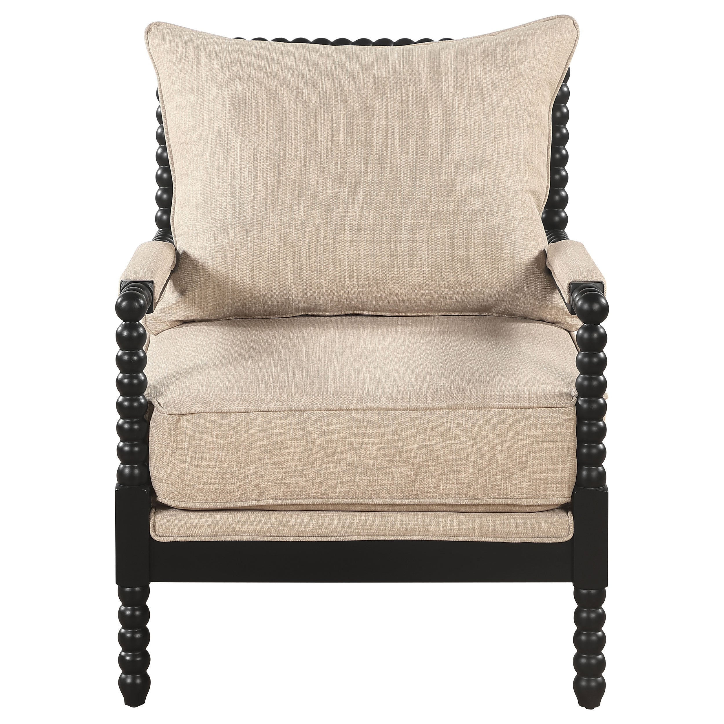 Blanchett Upholstered Bobbin Accent Chair Beige and Black — view 3
