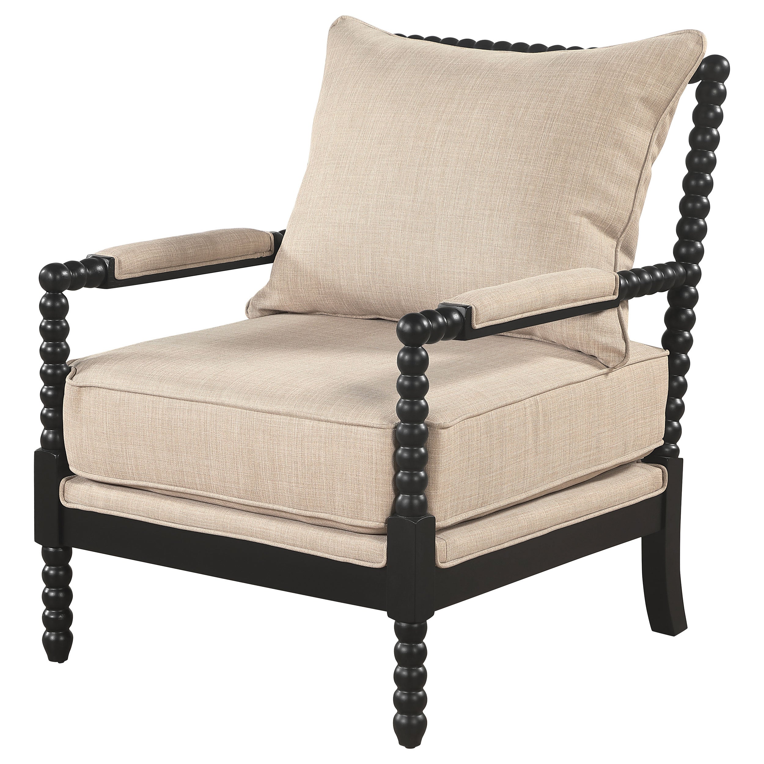 Blanchett Upholstered Bobbin Accent Chair Beige and Black — view 4