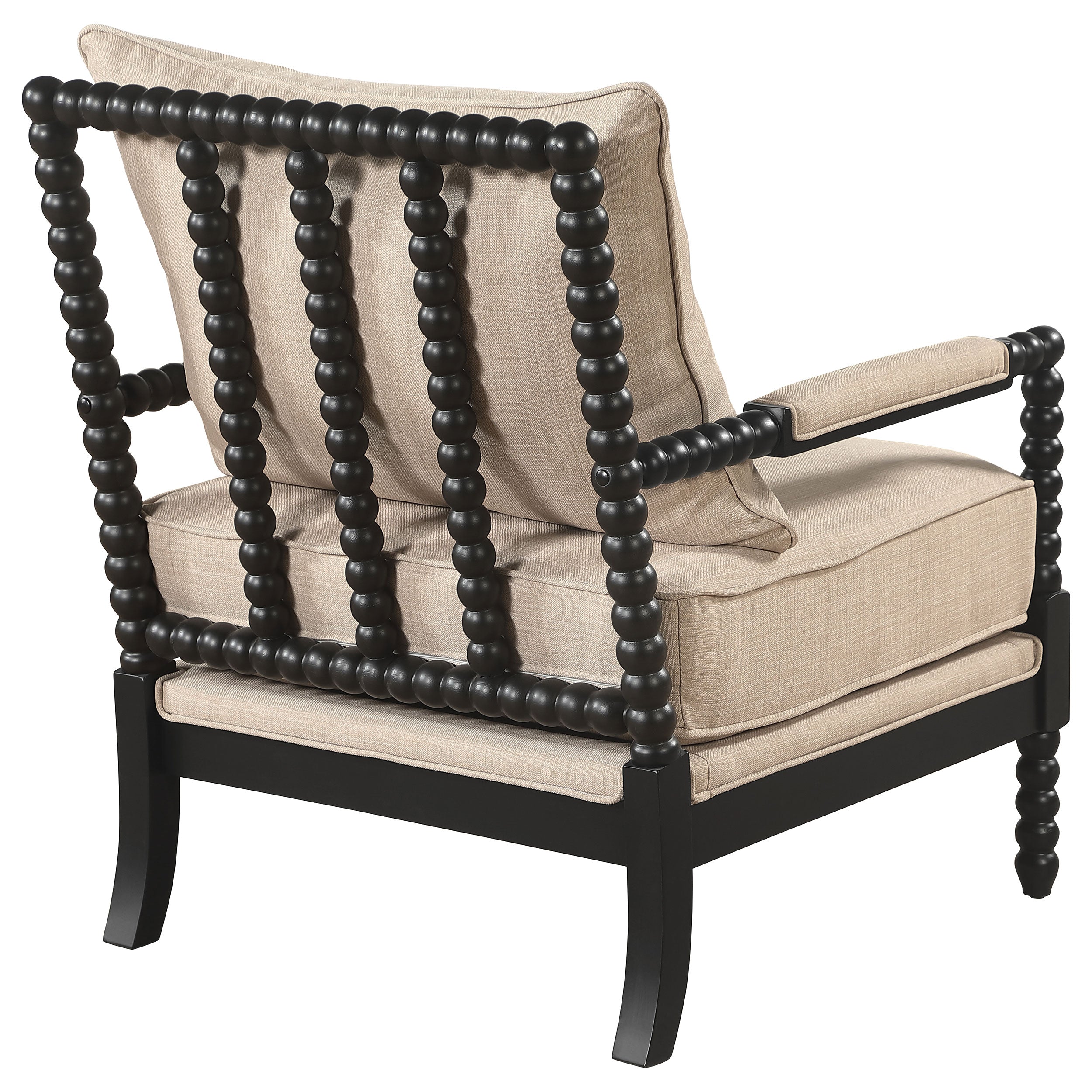 Blanchett Upholstered Bobbin Accent Chair Beige and Black — view 7