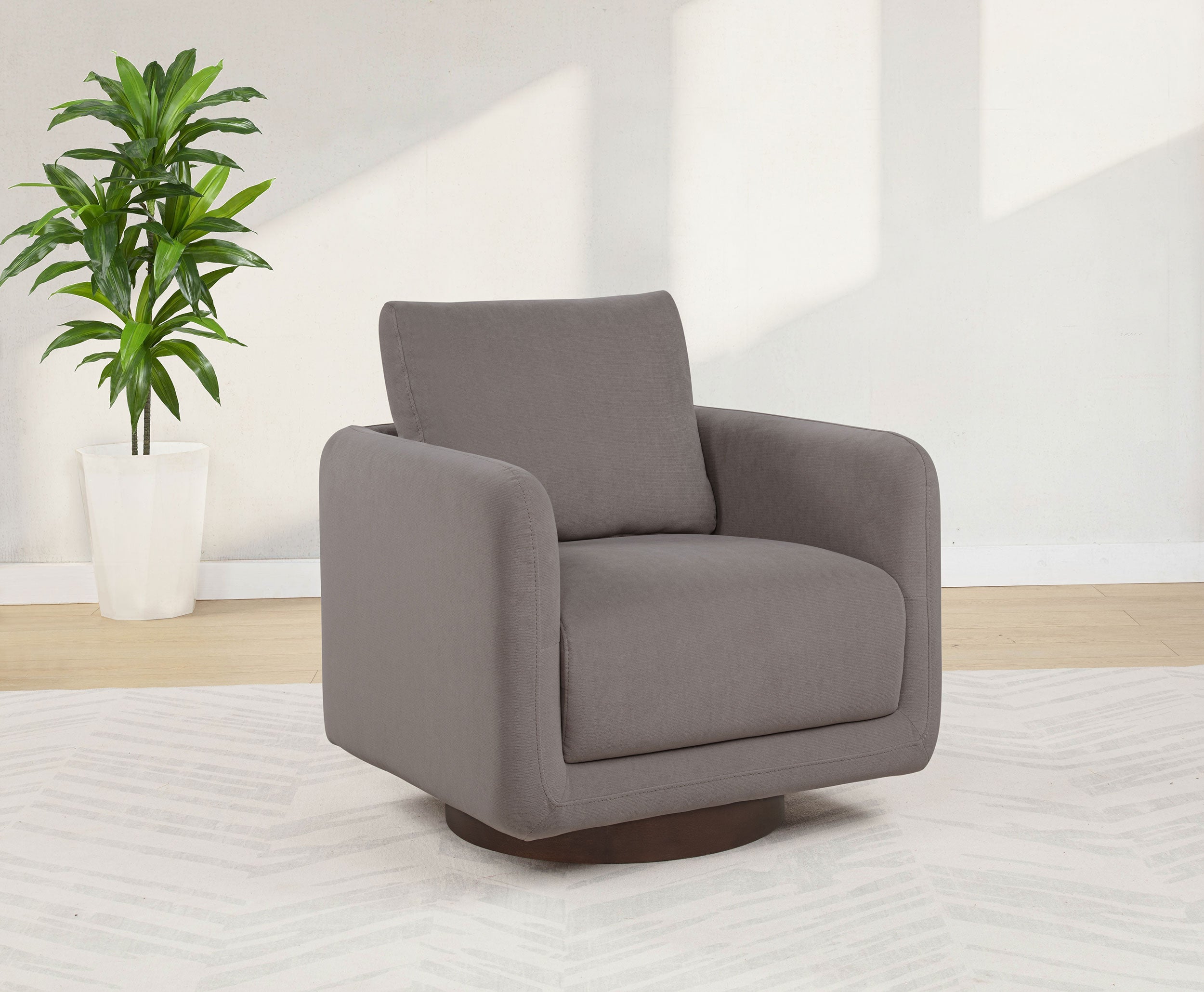 Iris Fabric Upholstered Swivel Accent Chair Stone — view 2