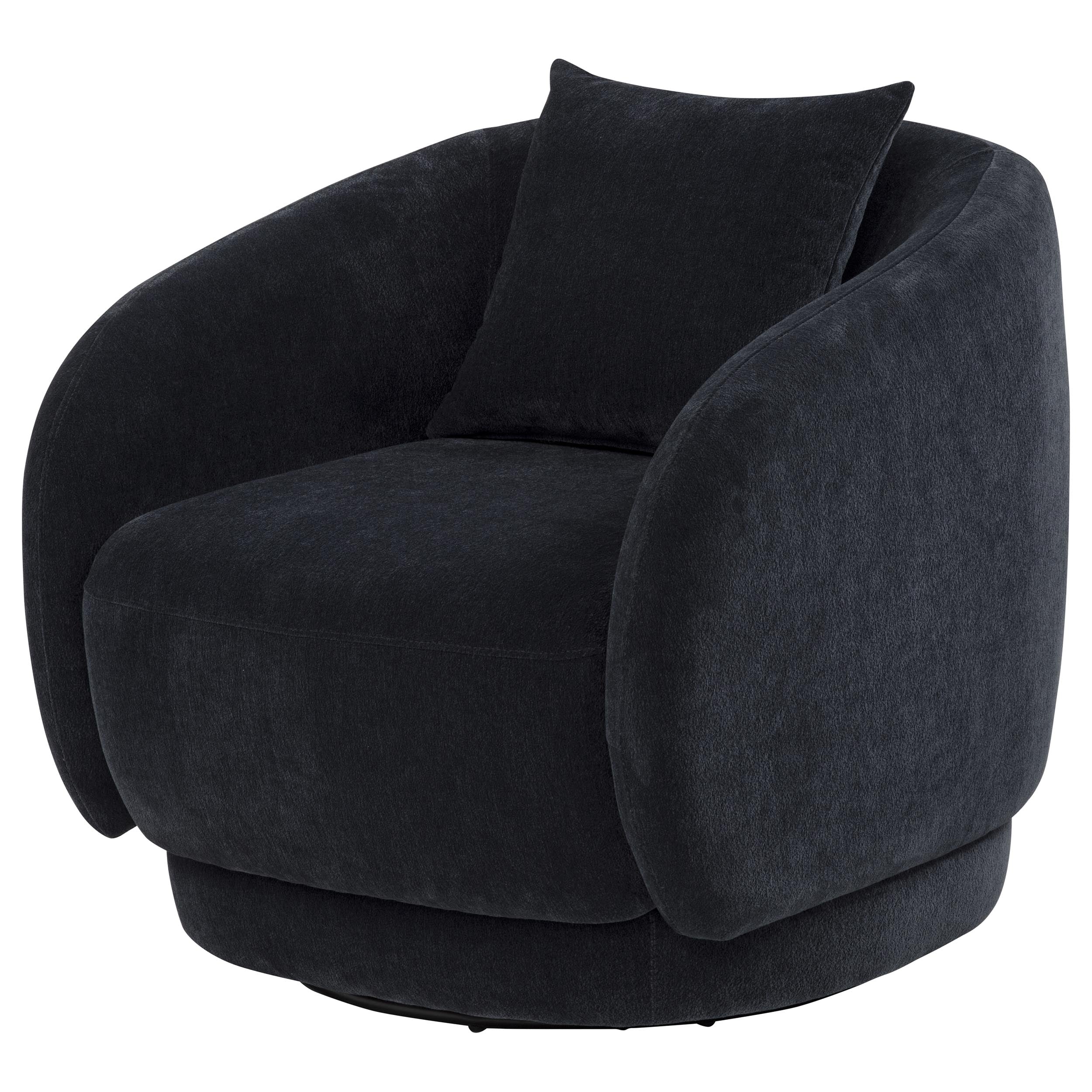 Arnaud Chenille Upholstered Swivel Accent Chair Navy — view 4