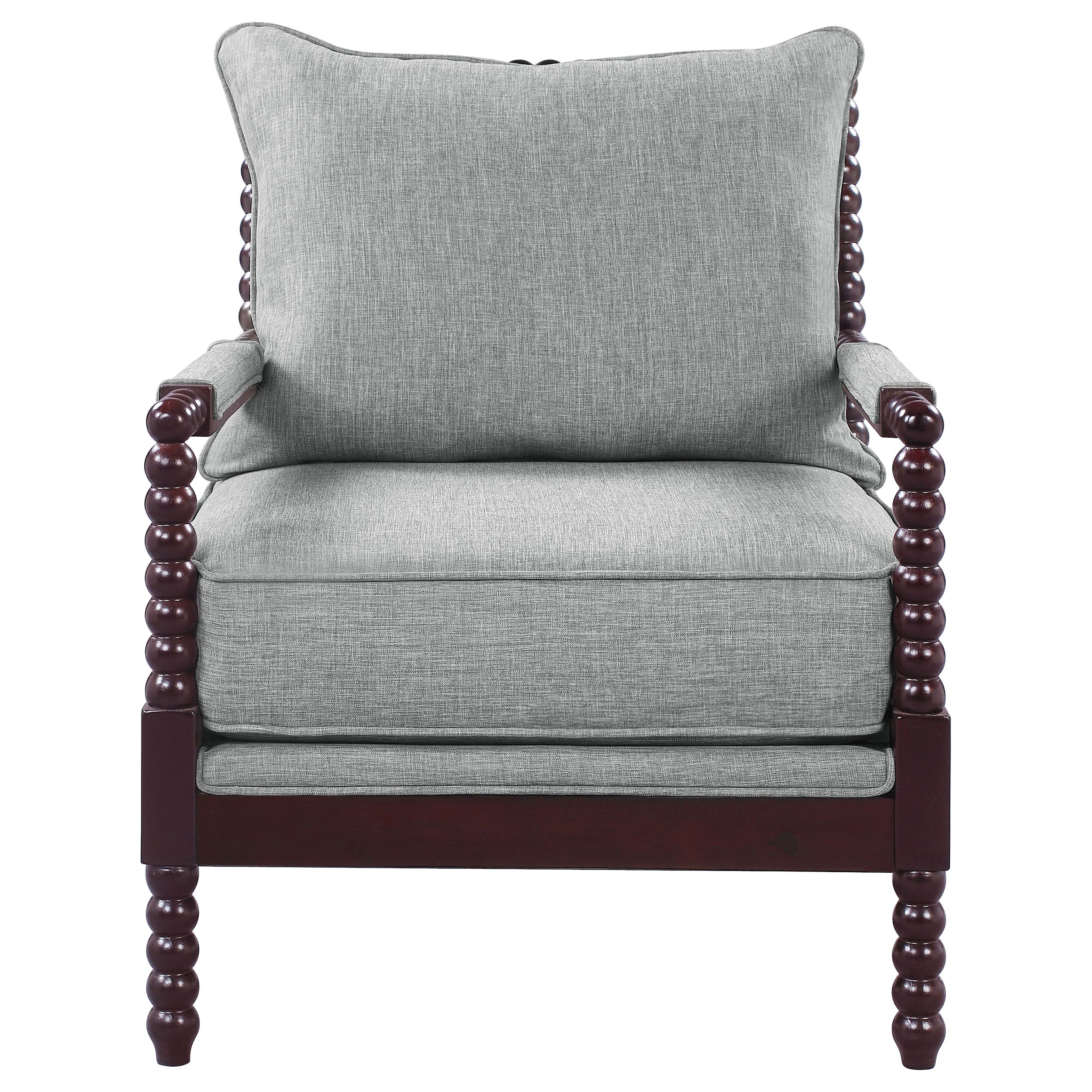 Blanchett Upholstered Bobbin Accent Chair Grey and Cappuccino — view 3