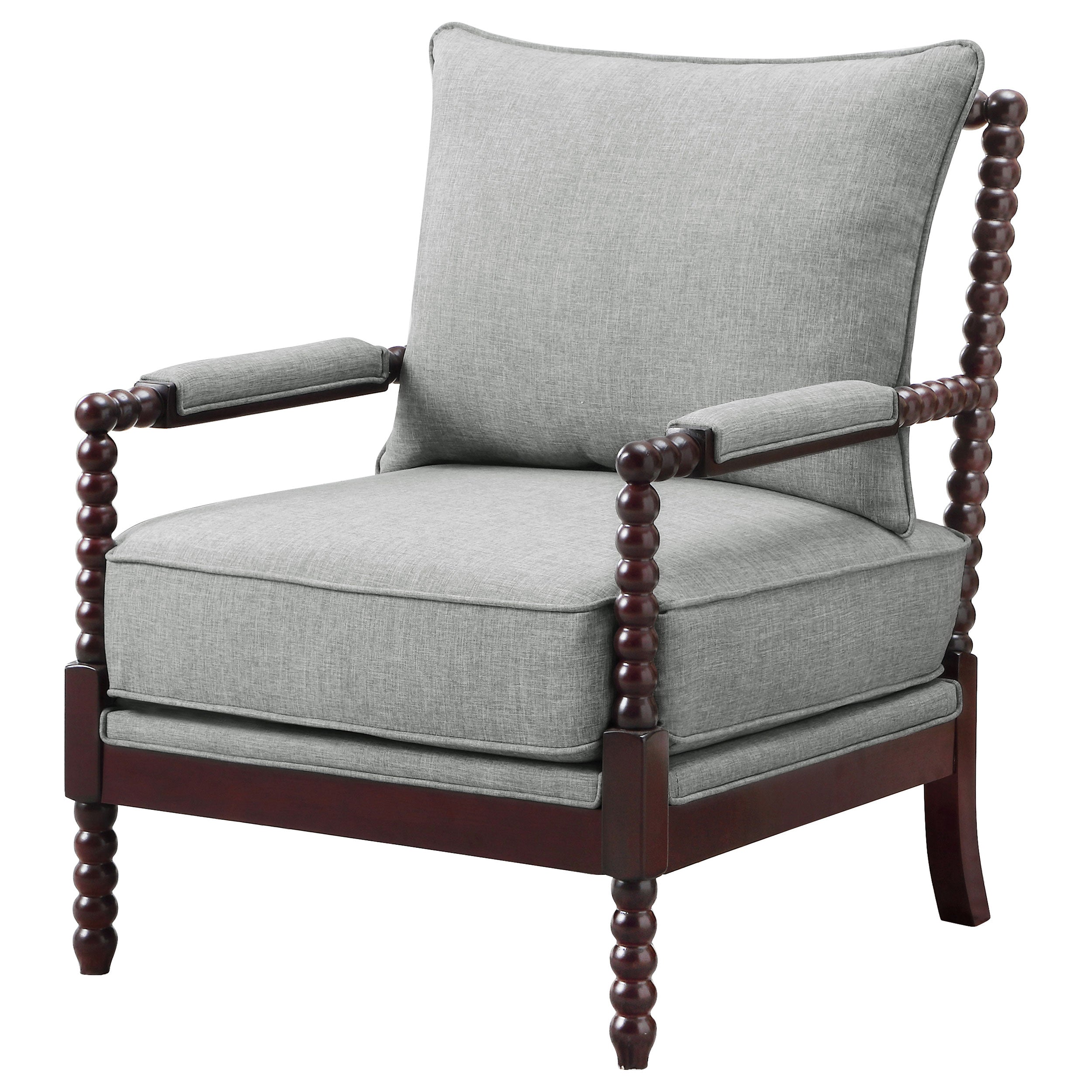 Blanchett Upholstered Bobbin Accent Chair Grey and Cappuccino — view 4
