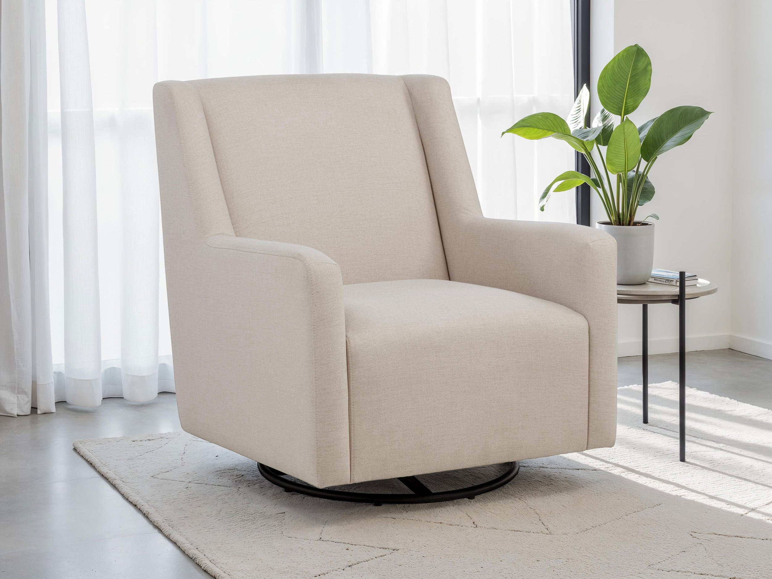 Sorrel Fabric Upholstered Swivel Glider Arm Chair Latte — view 2