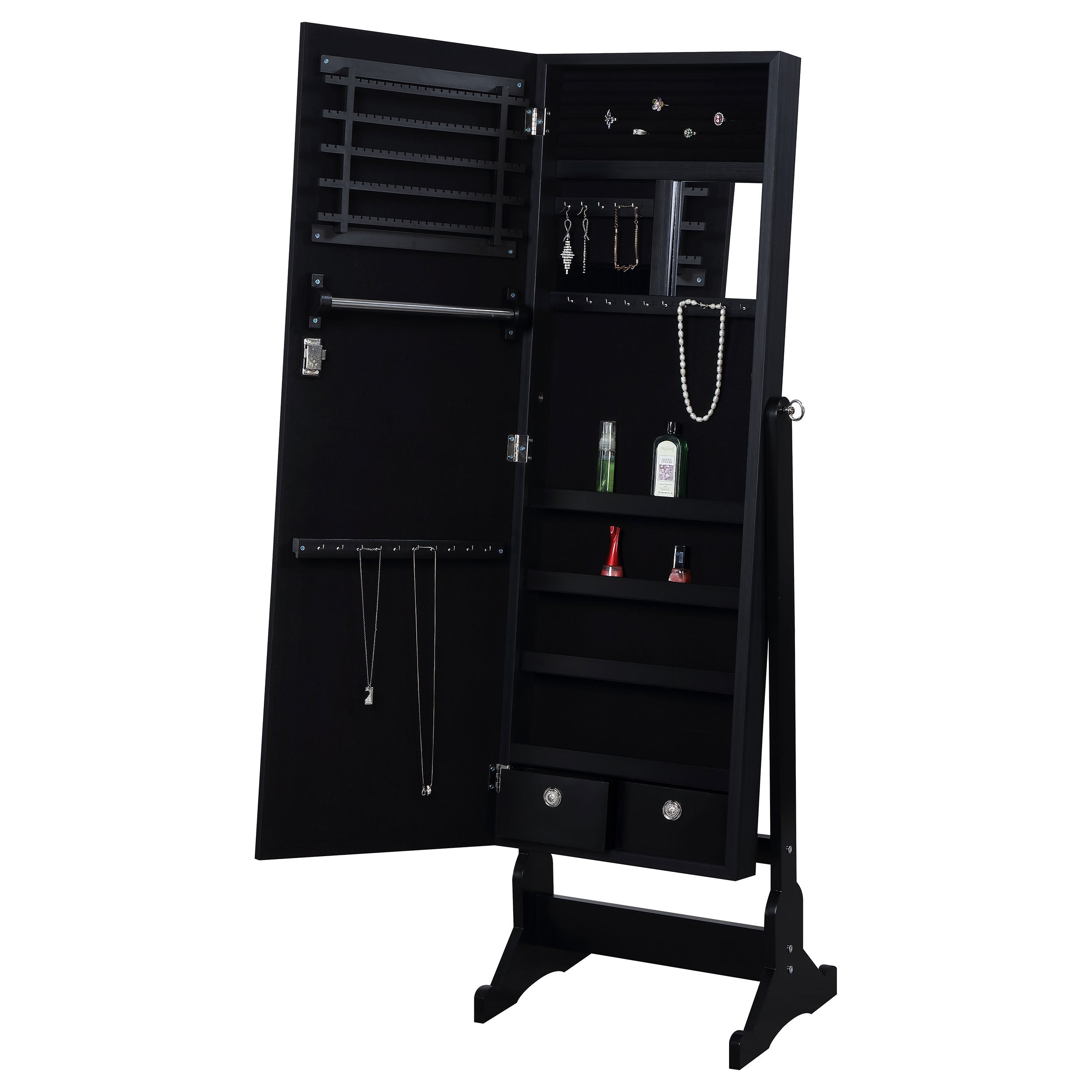 Tutuola Cheval Mirror with Jewelry Storage Black — view 4