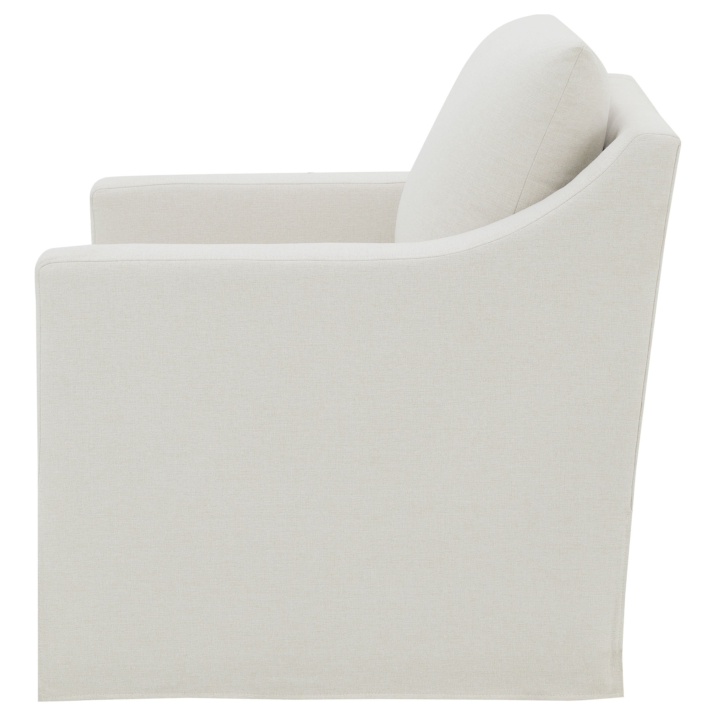 Winter Upholstered Sloped Arm Accent Swivel Chair Beige — view 5