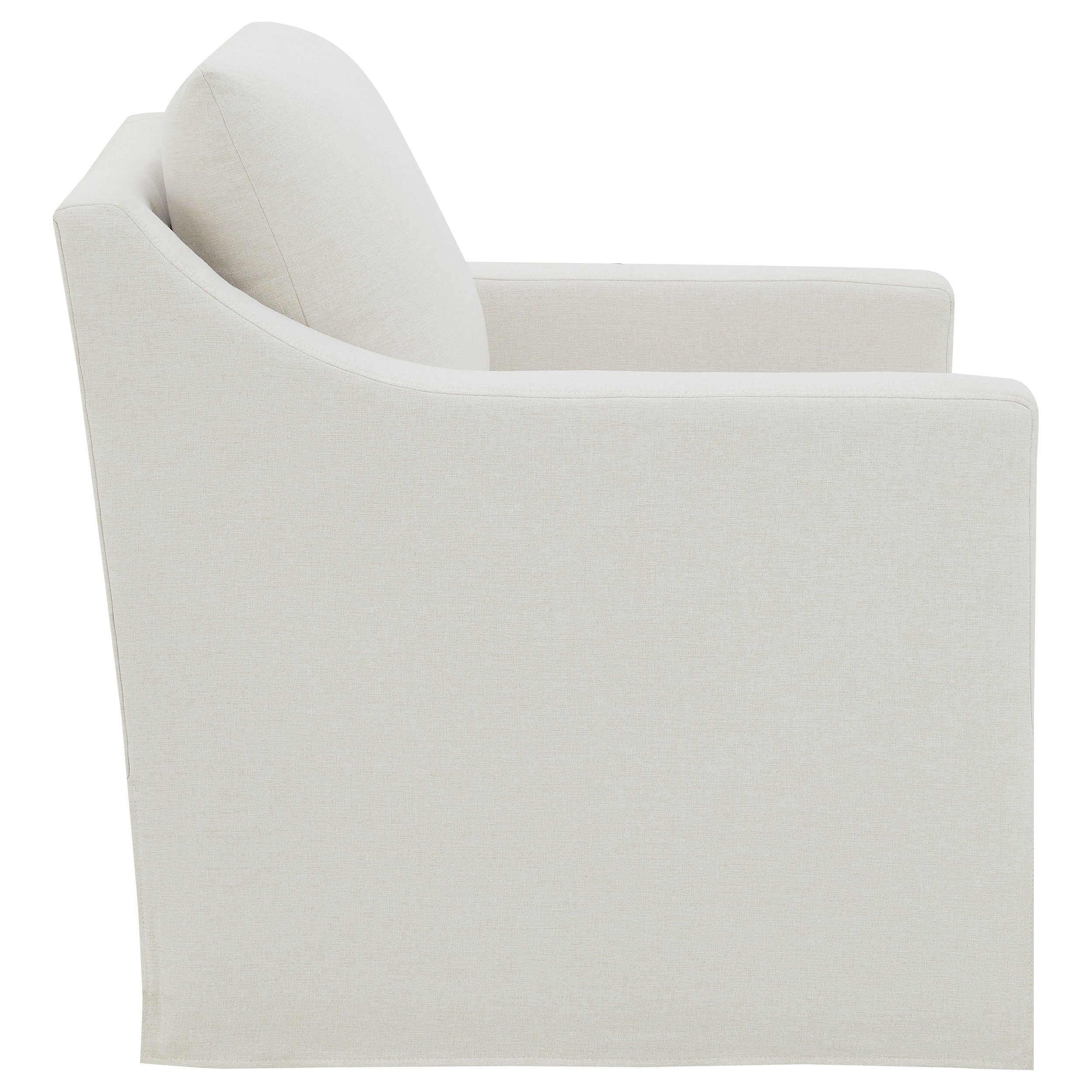 Winter Upholstered Sloped Arm Accent Swivel Chair Beige — view 8