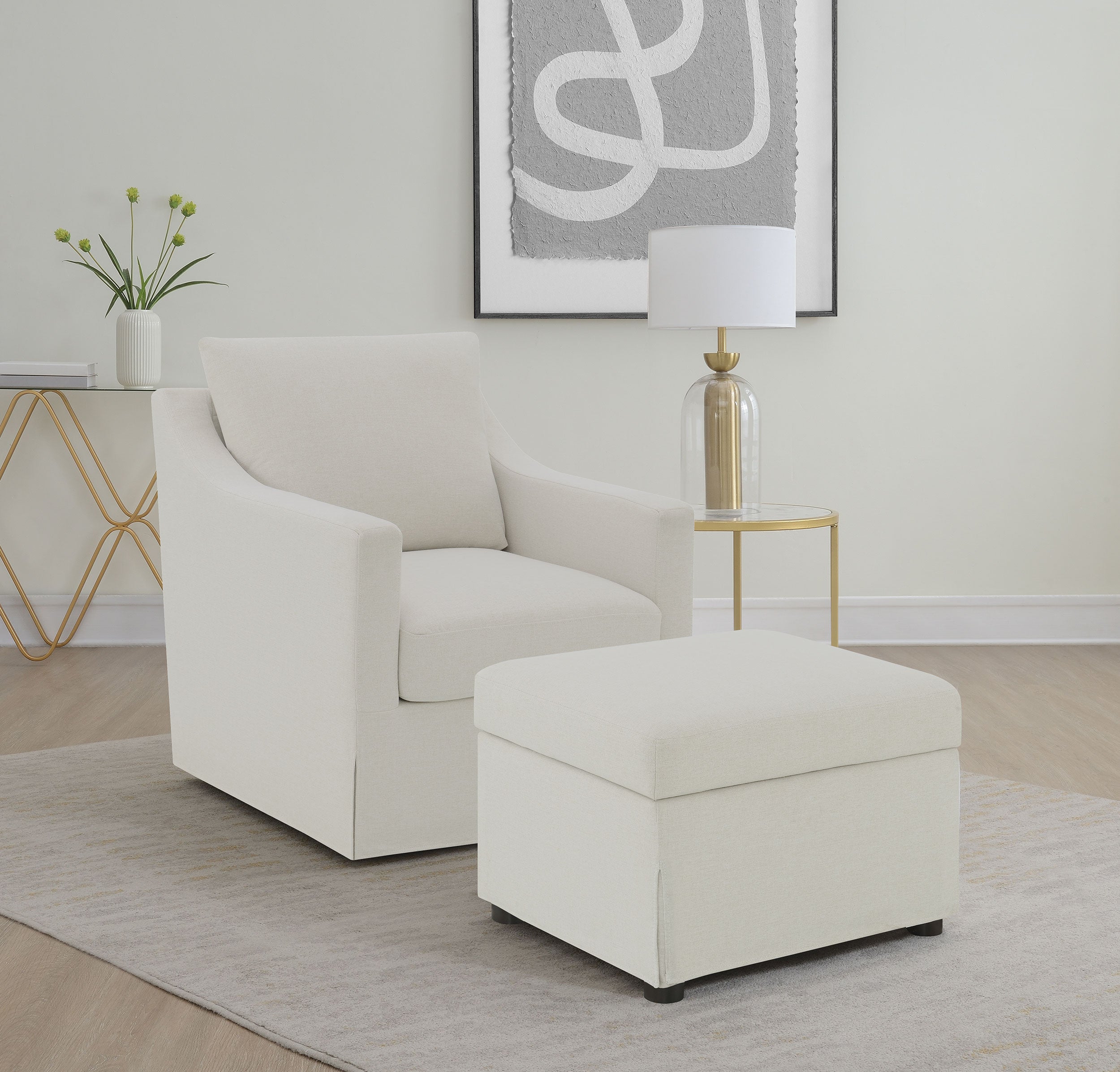Winter Upholstered Hydraulic Lift Top Storage Ottoman Beige — view 12