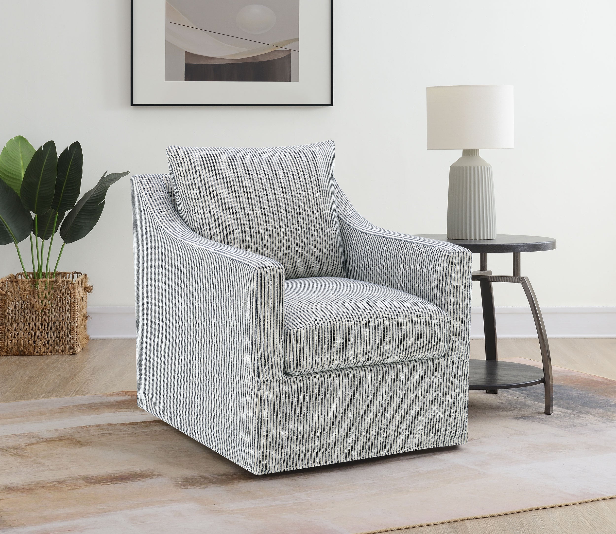 Winter Upholstered Sloped Arm Accent Swivel Chair Grey — view 2