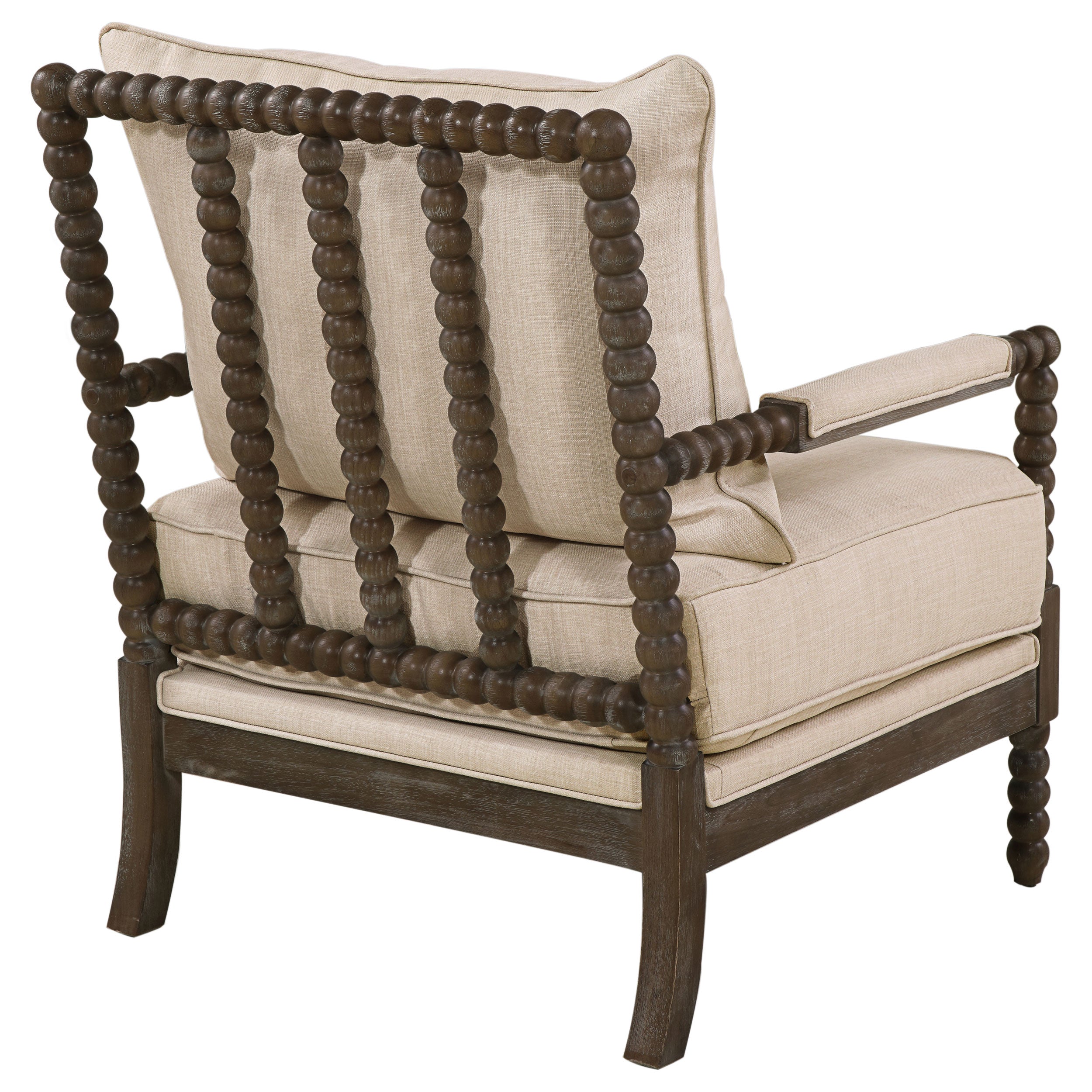Blanchett Upholstered Bobbin Accent Chair Beige and Distressed Brown — view 8