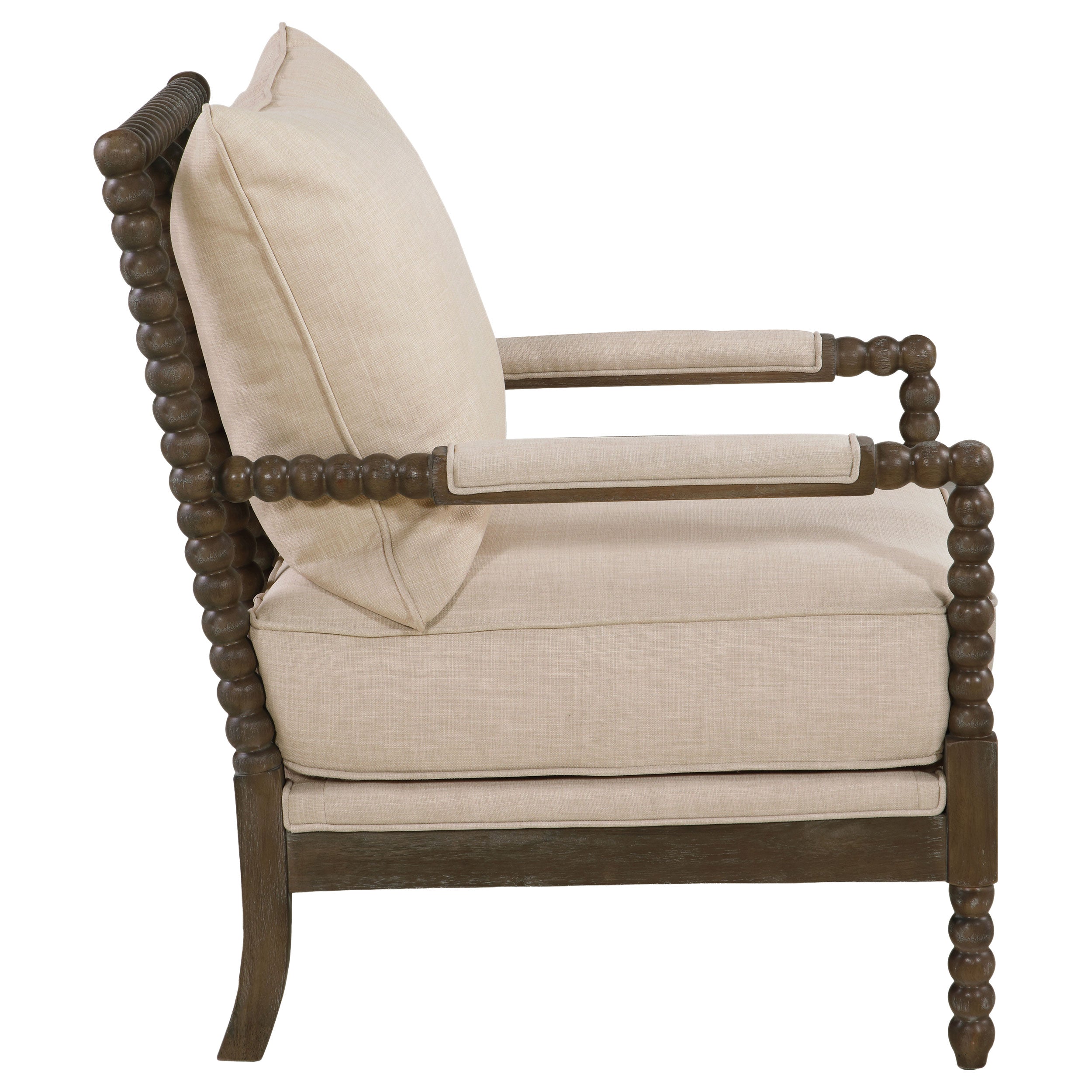 Blanchett Upholstered Bobbin Accent Chair Beige and Distressed Brown — view 9