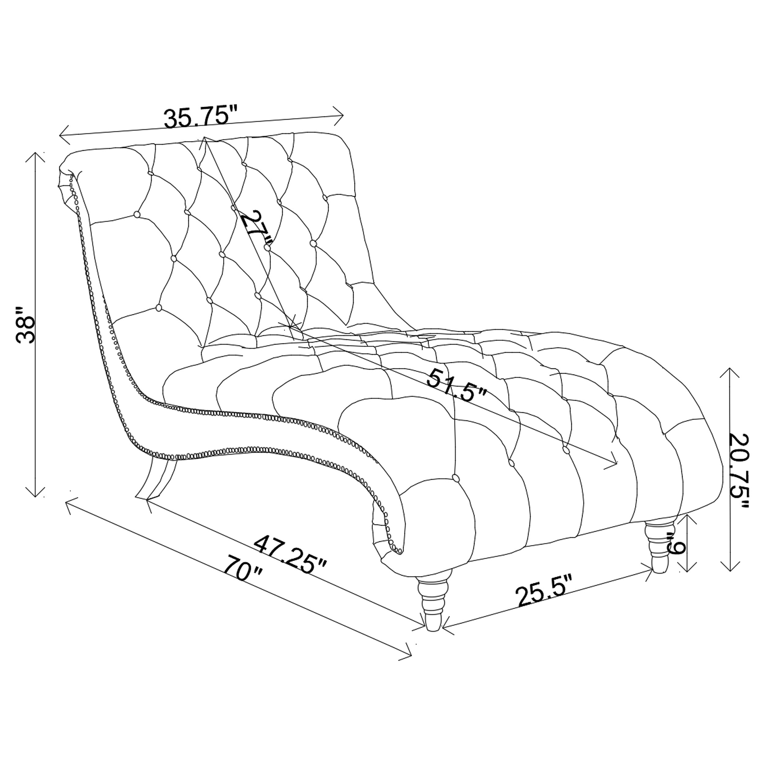 Lydia Velvet Upholstered Tufted Chaise Grey — view 4