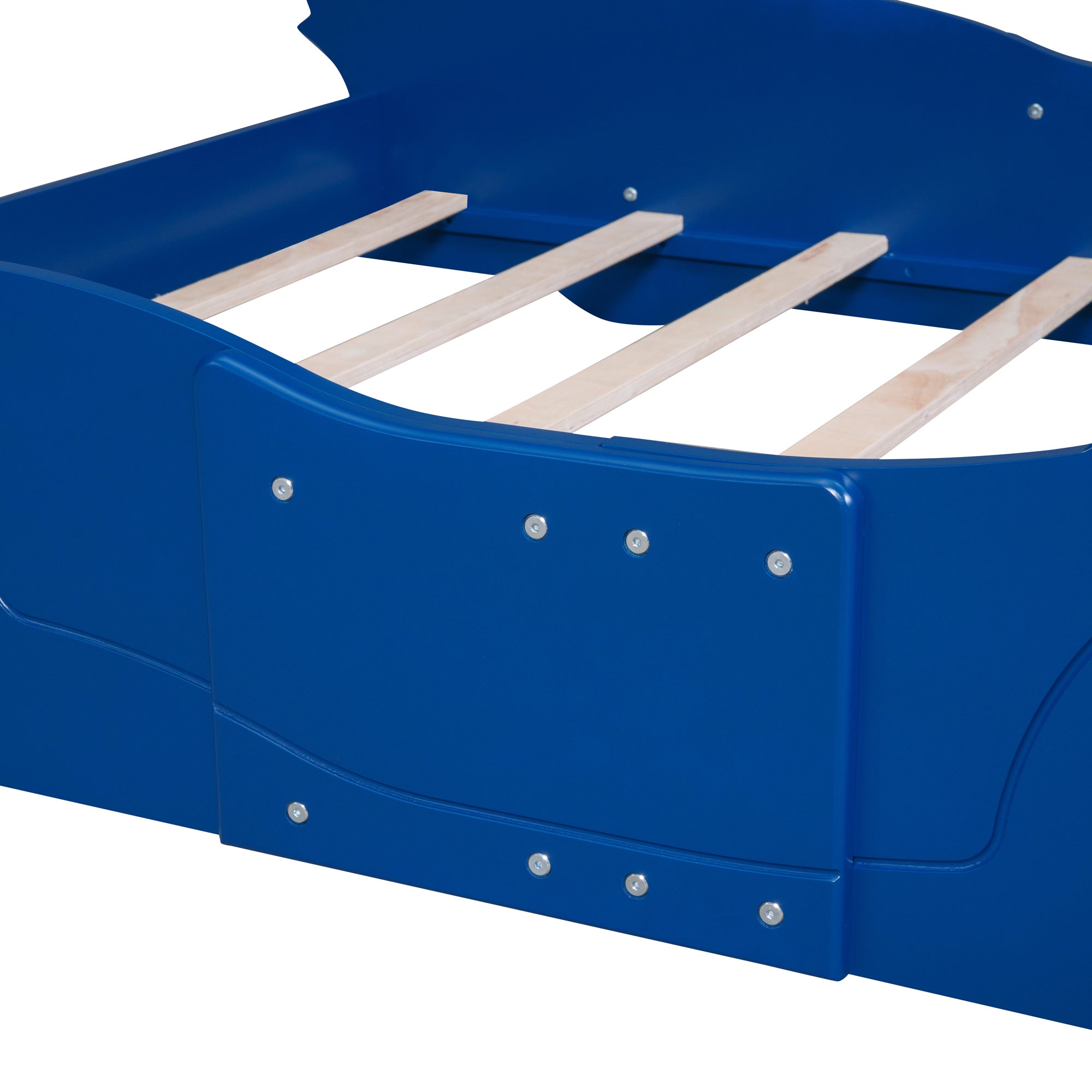 Full Size Race Car-Shaped Platform Bed with Wheels,Blue - Atlantic Fine Furniture Melbourne FL