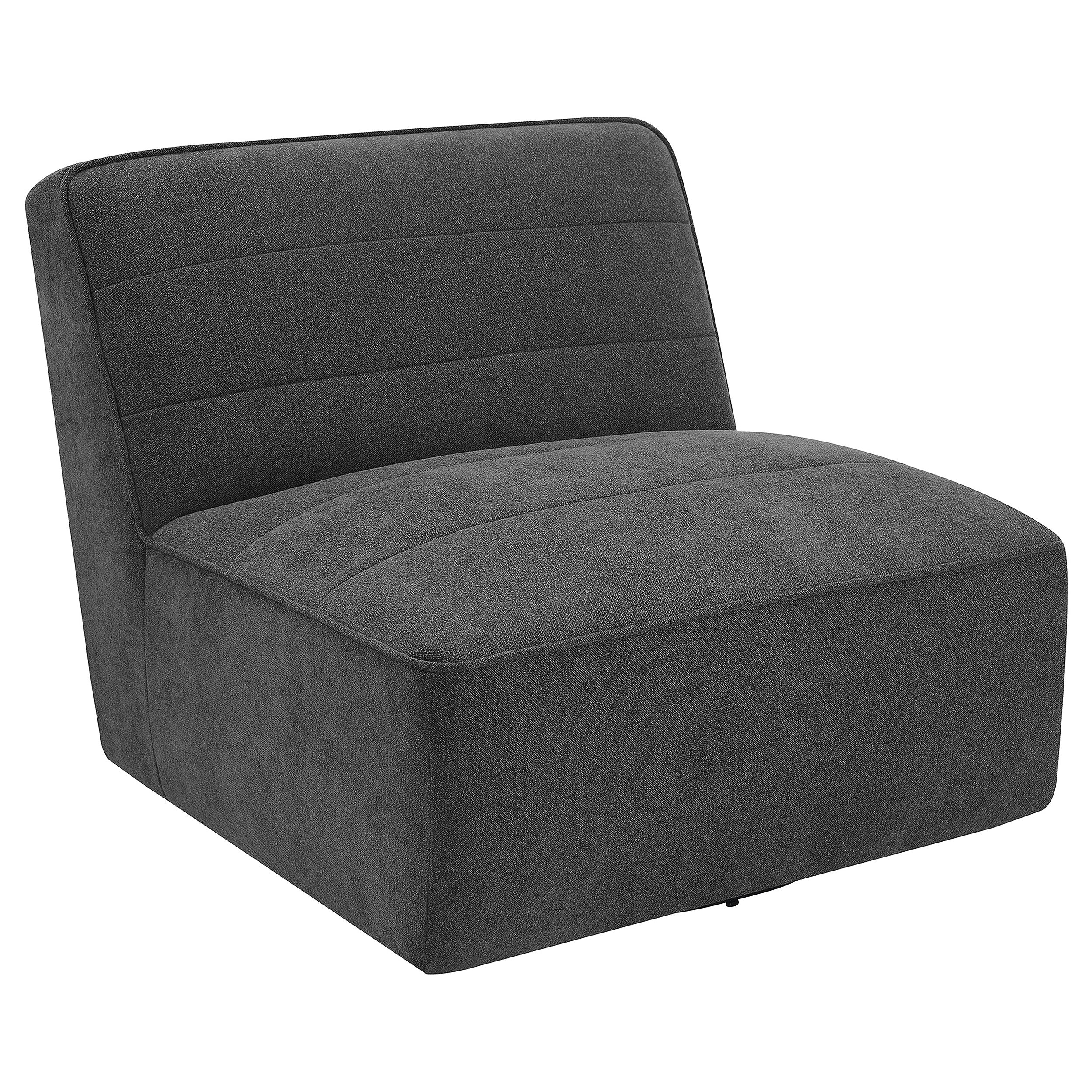 Cobie Upholstered Armless Swivel Chair Dark Charcoal — view 1