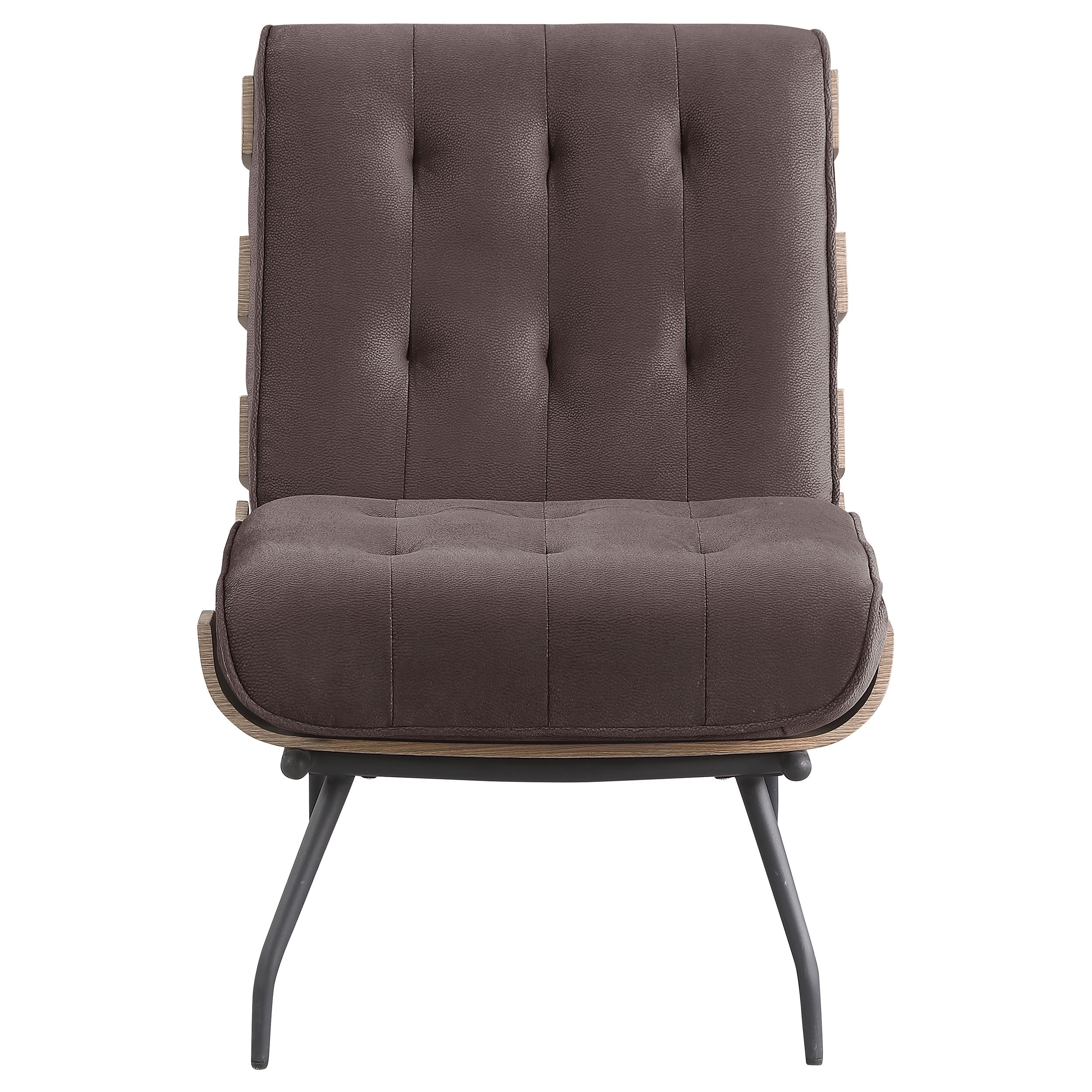 Aloma Upholstered Tufted Armless Accent Chair Brown — view 3