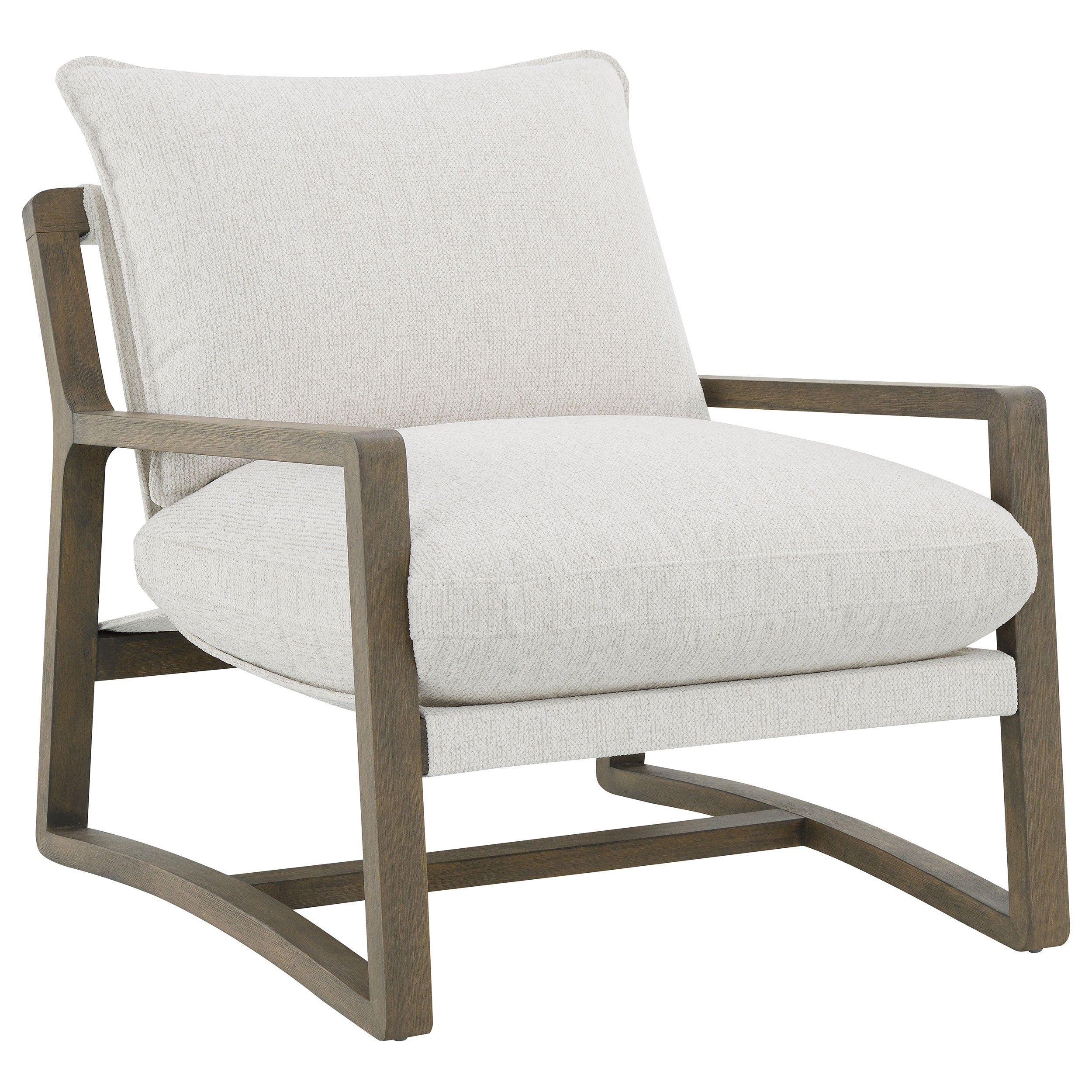 Geneva Boucle Upholstered Wood Arm Accent Chair Sand — view 1
