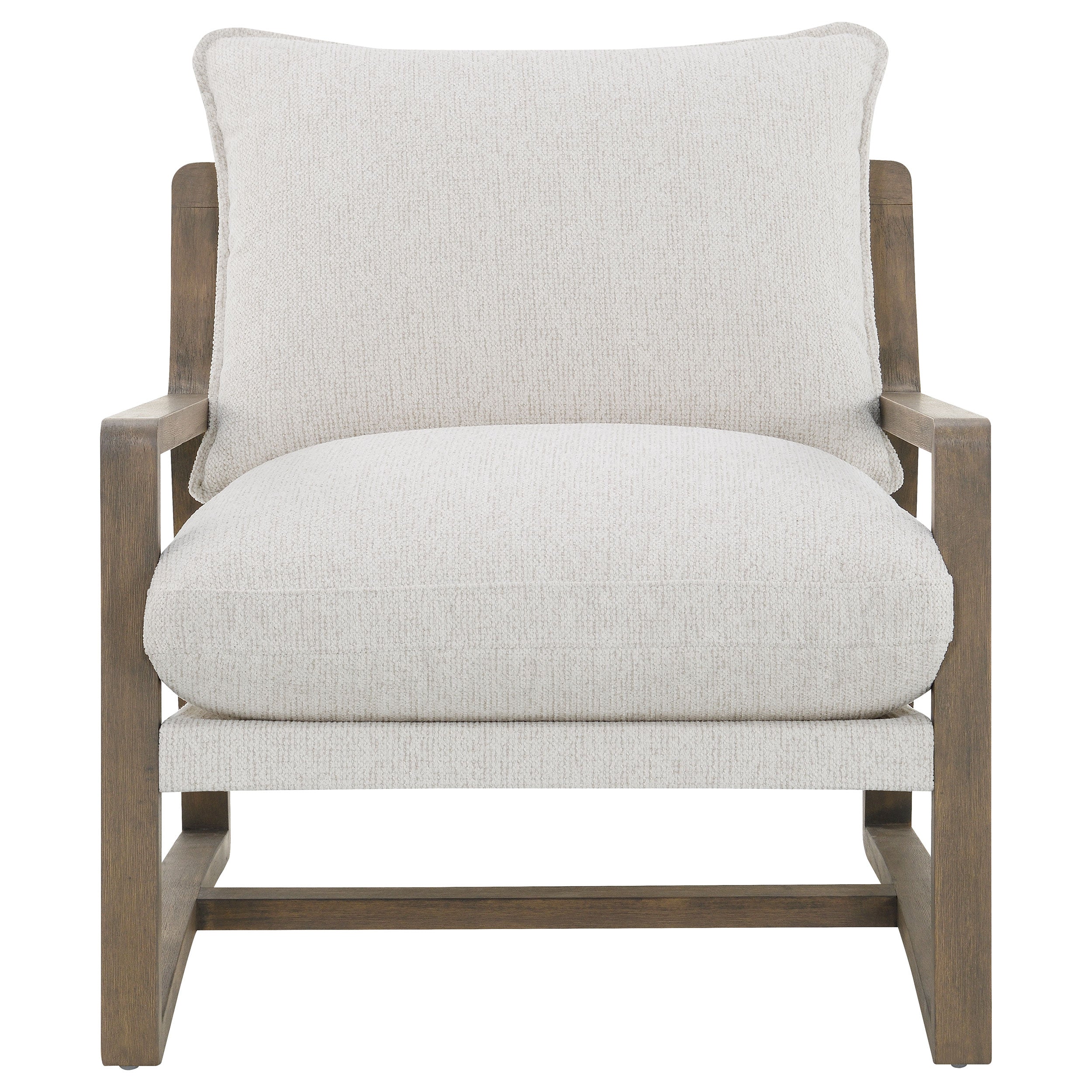 Geneva Boucle Upholstered Wood Arm Accent Chair Sand — view 3