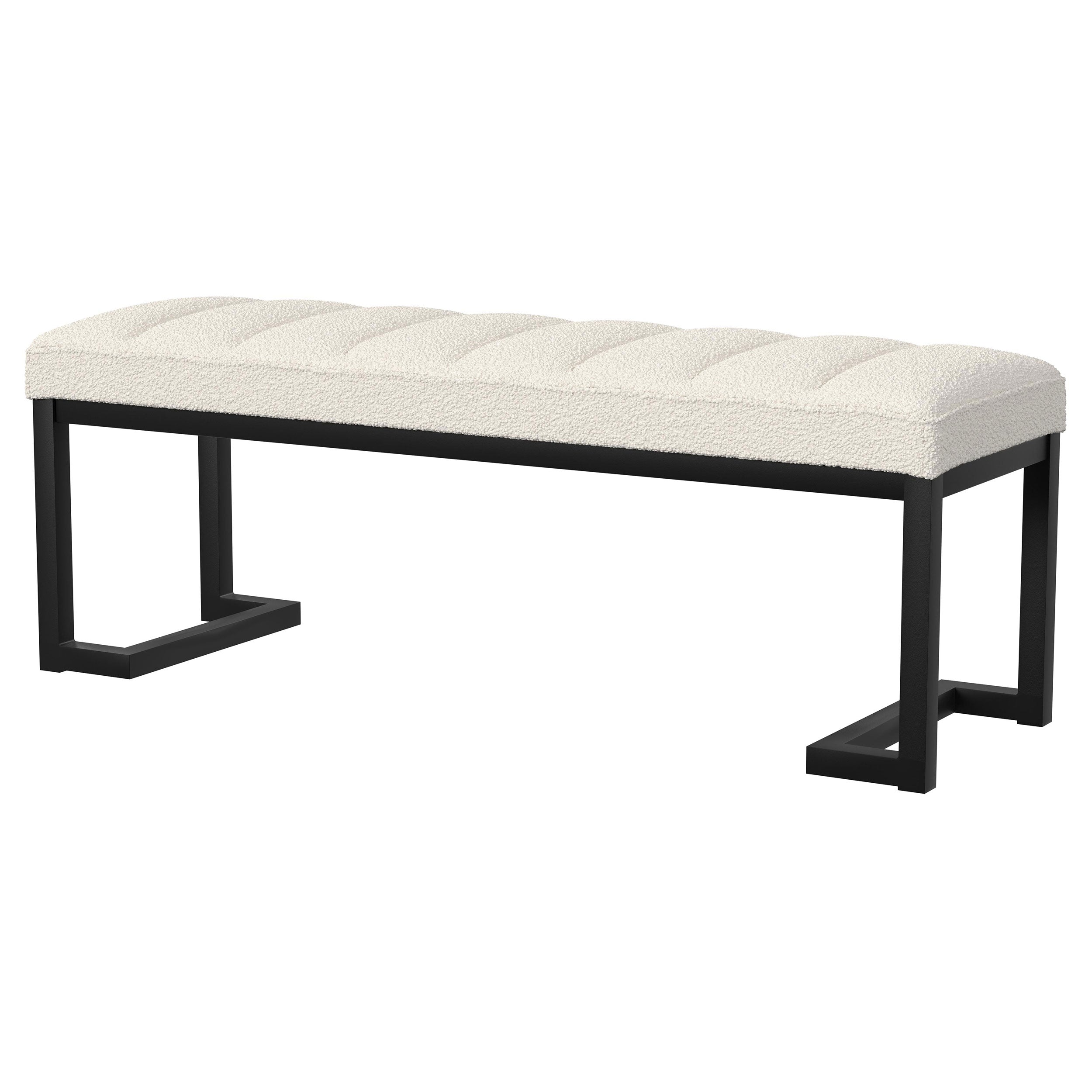 Mesa Boucle Upholstered Tufted Accent Bench Vanilla — view 4