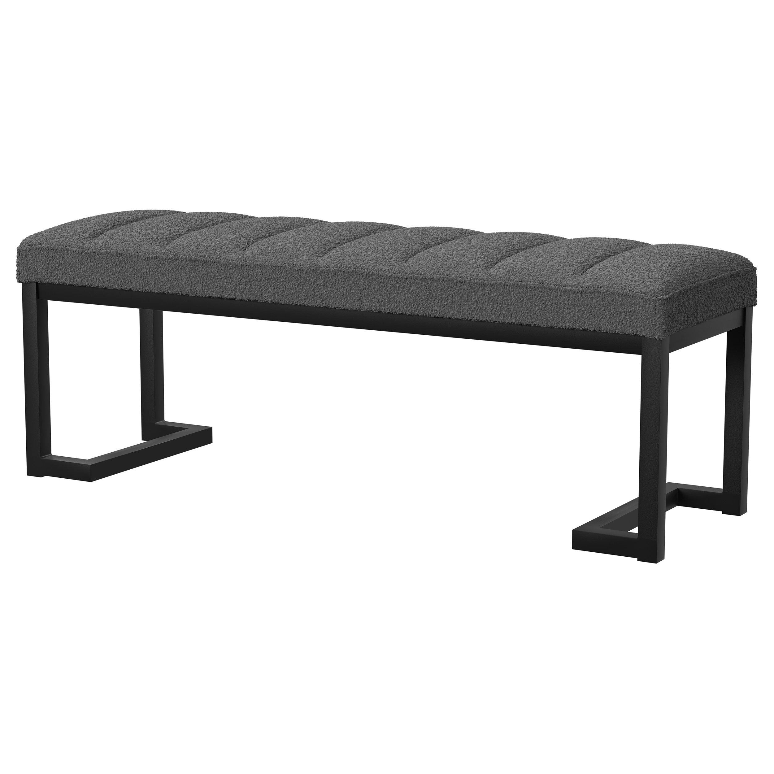 Mesa Boucle Upholstered Tufted Accent Bench Charcoal — view 4