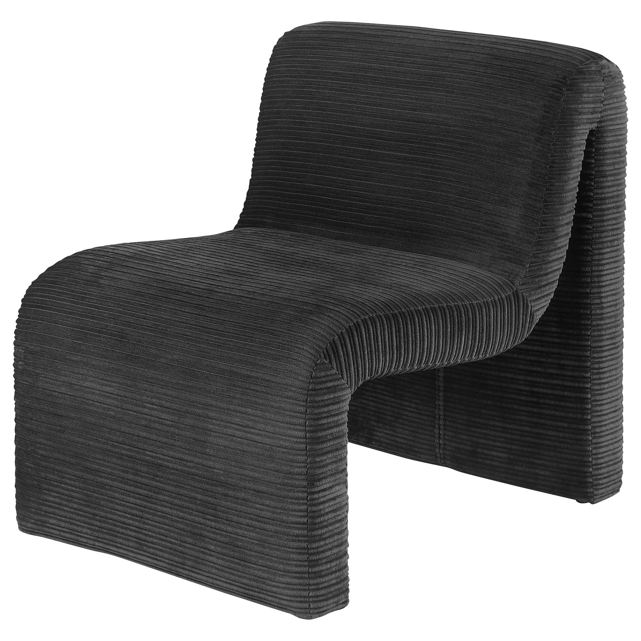 Drayton Upholstered Curved Armless Accent Chair Black — view 4