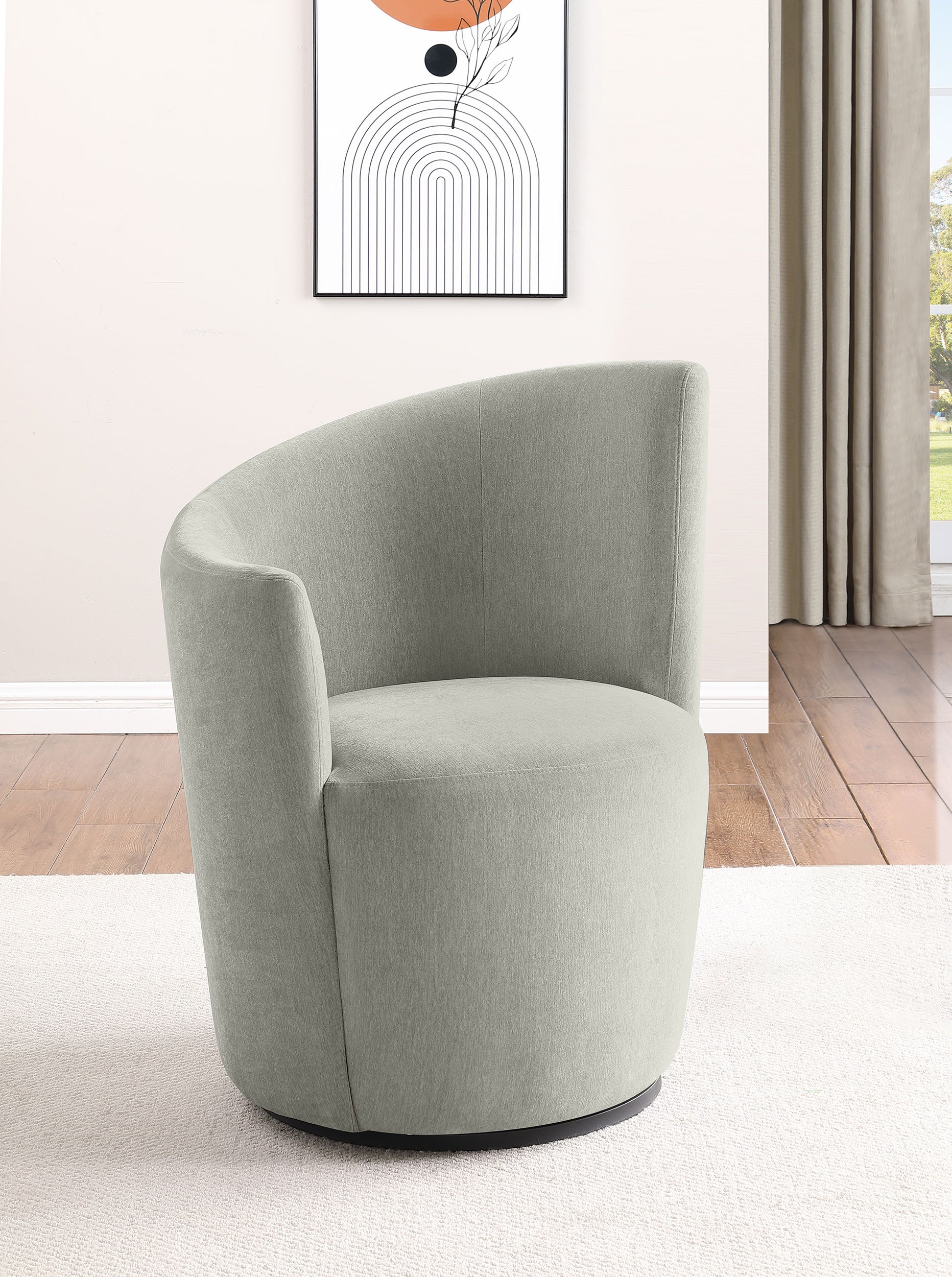 Nueva Upholstered Swivel Chair Curved Backrest Dove Grey — view 2