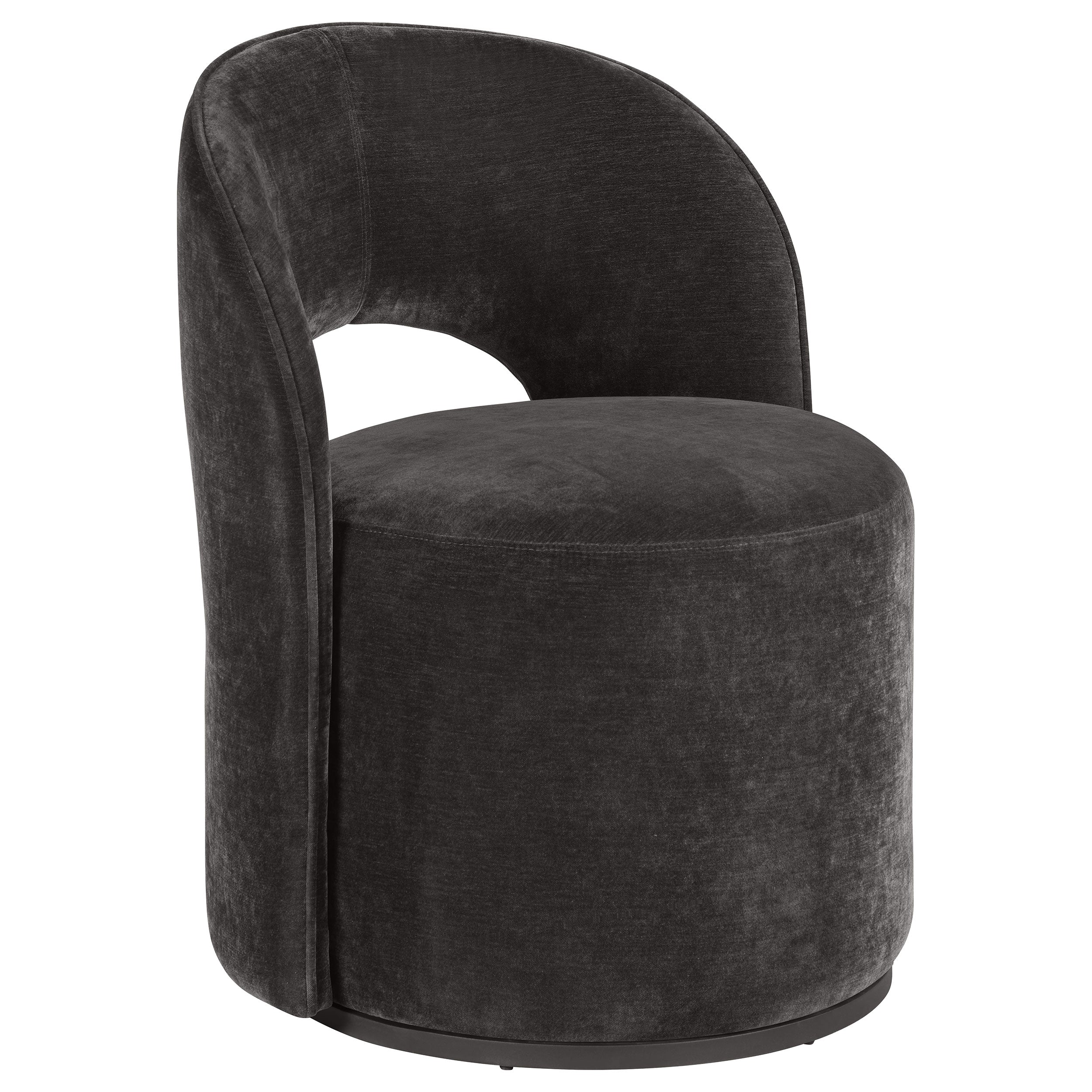 Harjo Velvet Upholstered Swivel Accent Chair Charcoal Grey — view 1