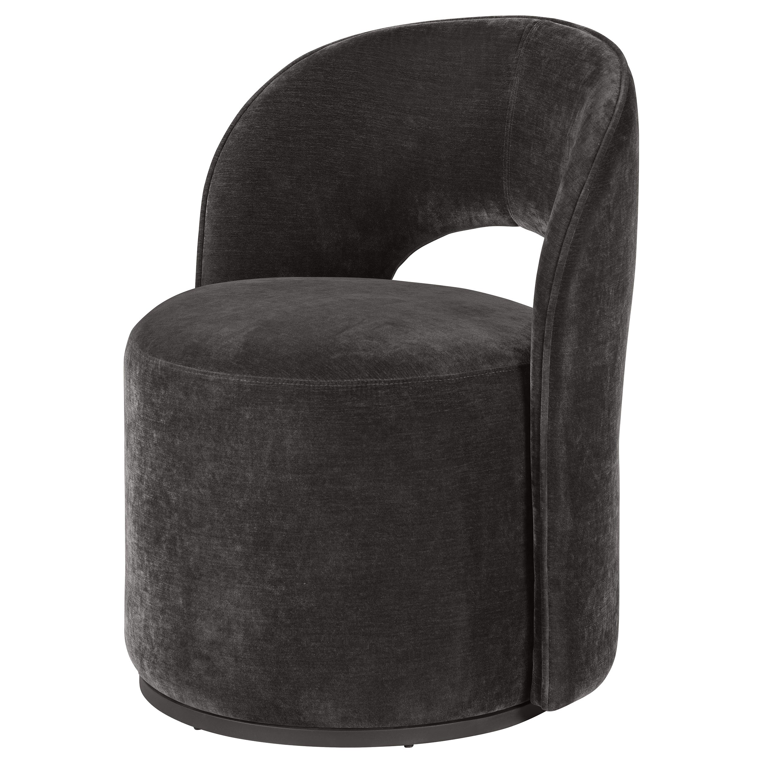 Harjo Velvet Upholstered Swivel Accent Chair Charcoal Grey — view 4