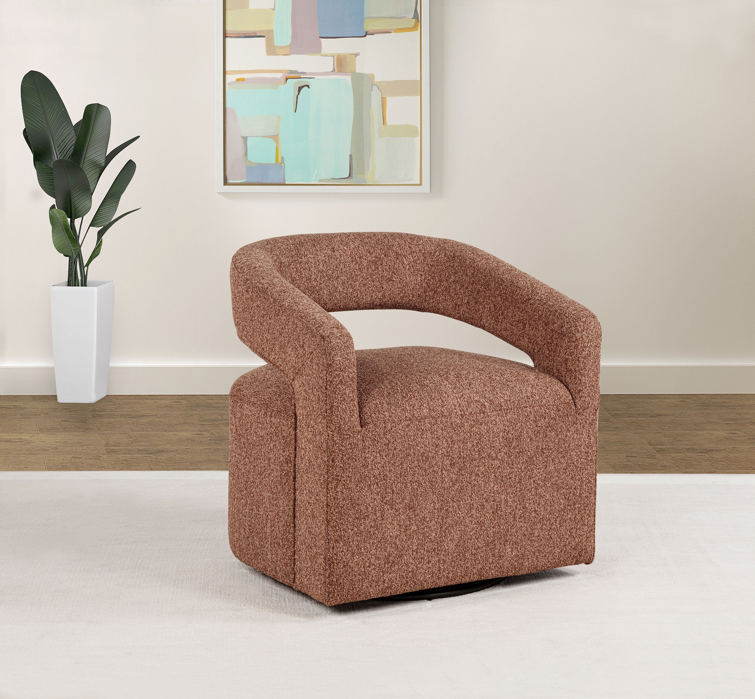 Westhill Boucle Upholstered Swivel Accent Chair Berry — view 2