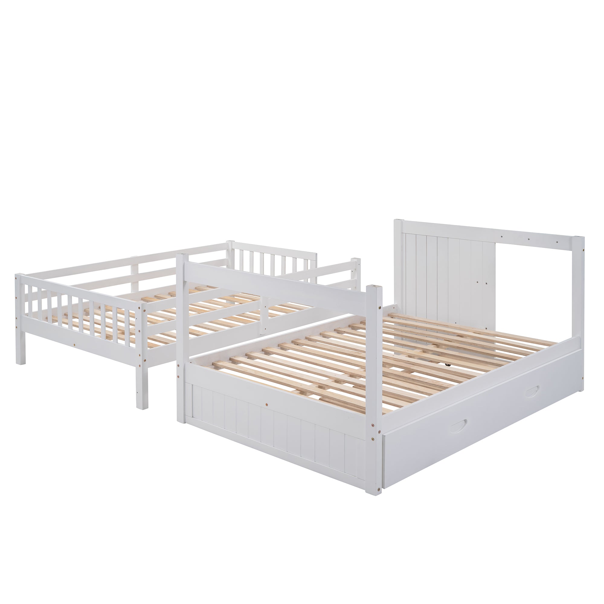 Full over Full Bunk Bed with Twin Size Trundle, White (old sku: LT000026AAK ) - Atlantic Fine Furniture Melbourne FL