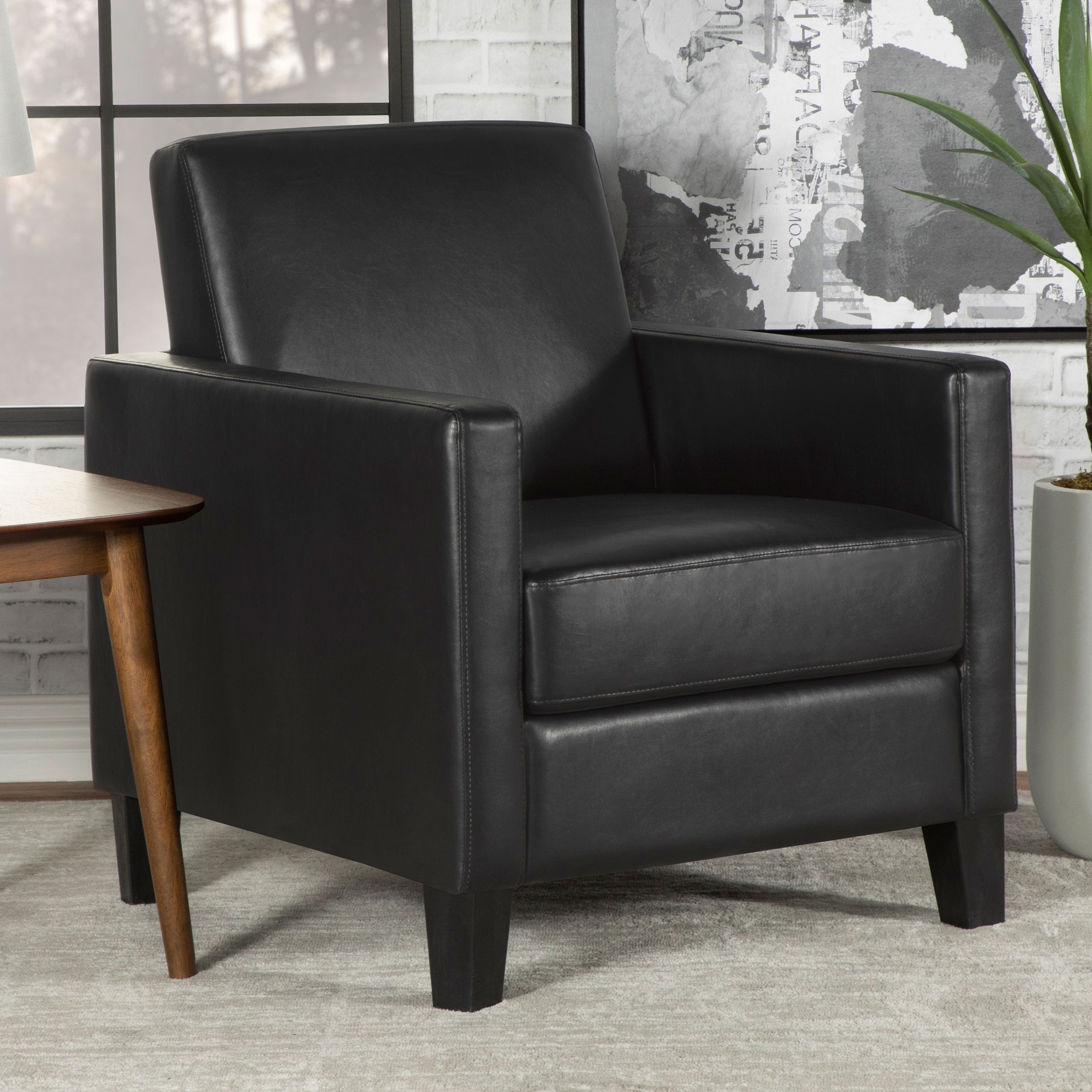 Julio Upholstered Track Arm Accent Chair Black — view 2