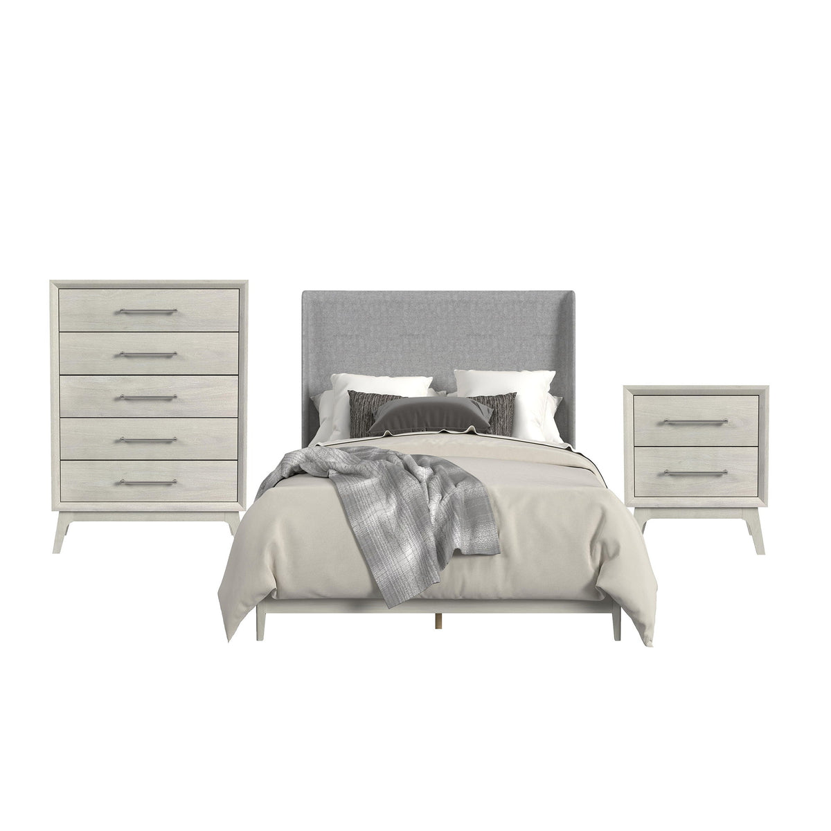 Westland Upholstered Bedroom Set in White by Elements International
